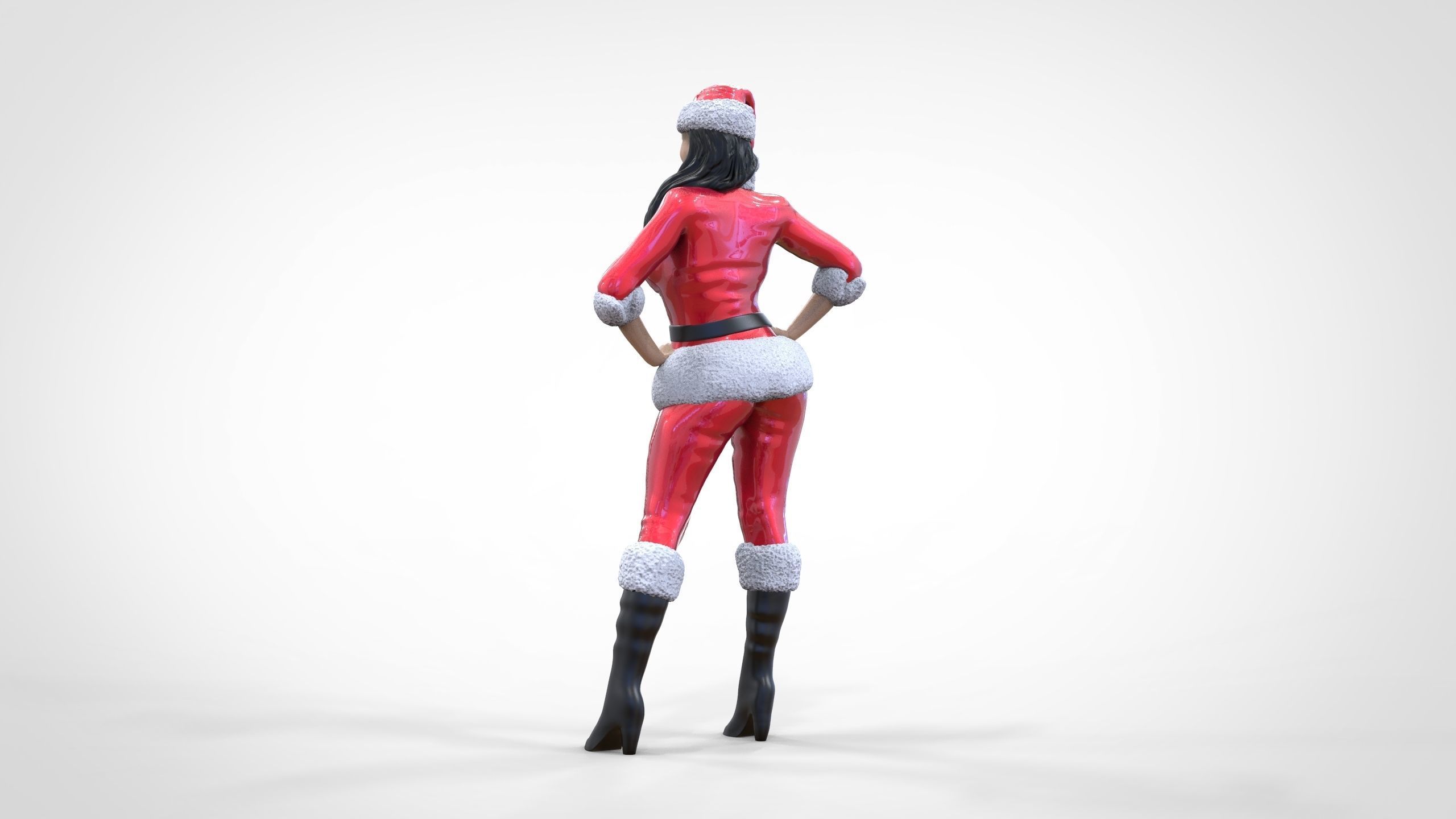 Christmas Lady Santa Claus miniature 3D print model_9