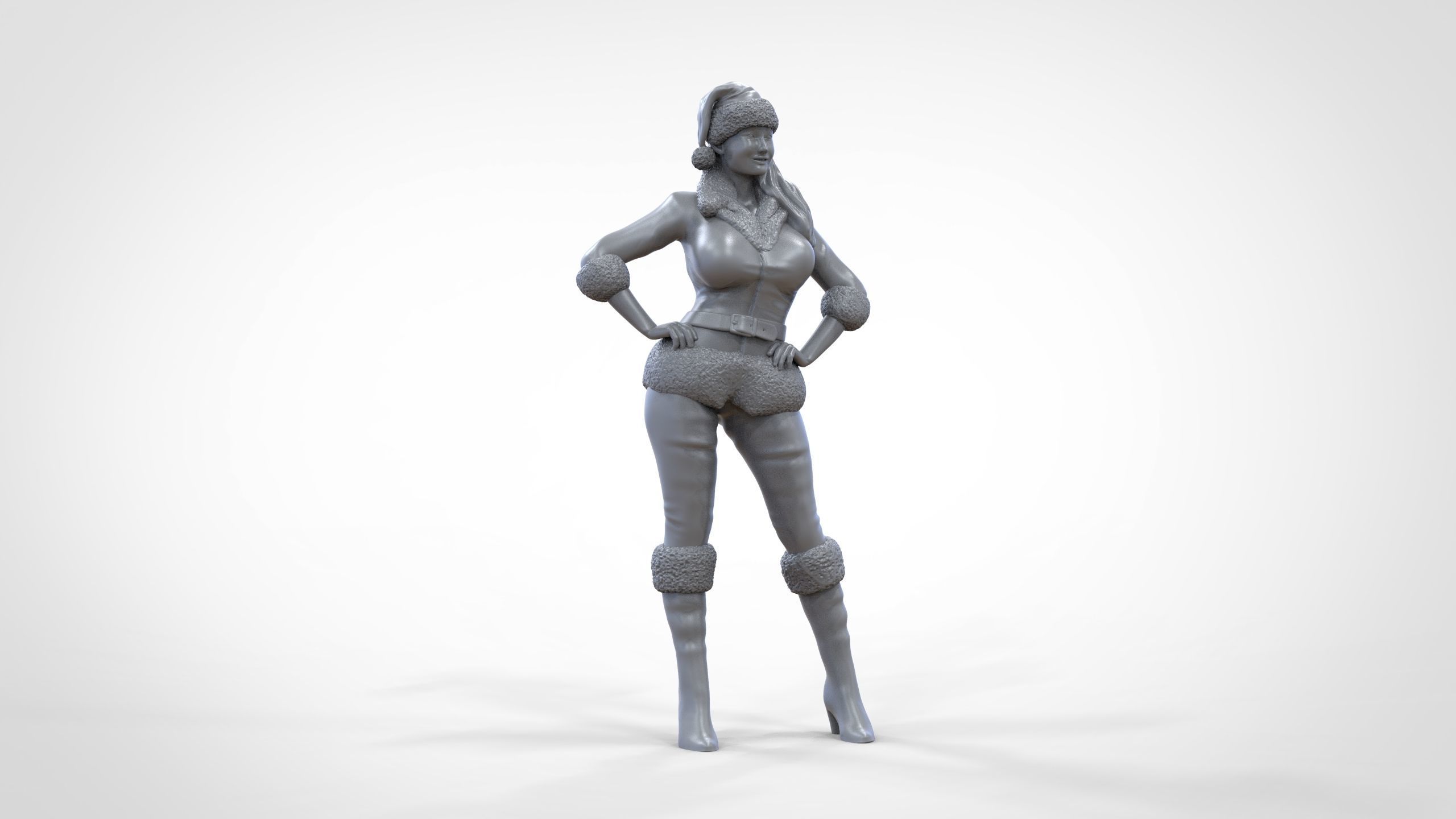 Christmas Lady Santa Claus miniature 3D print model_28