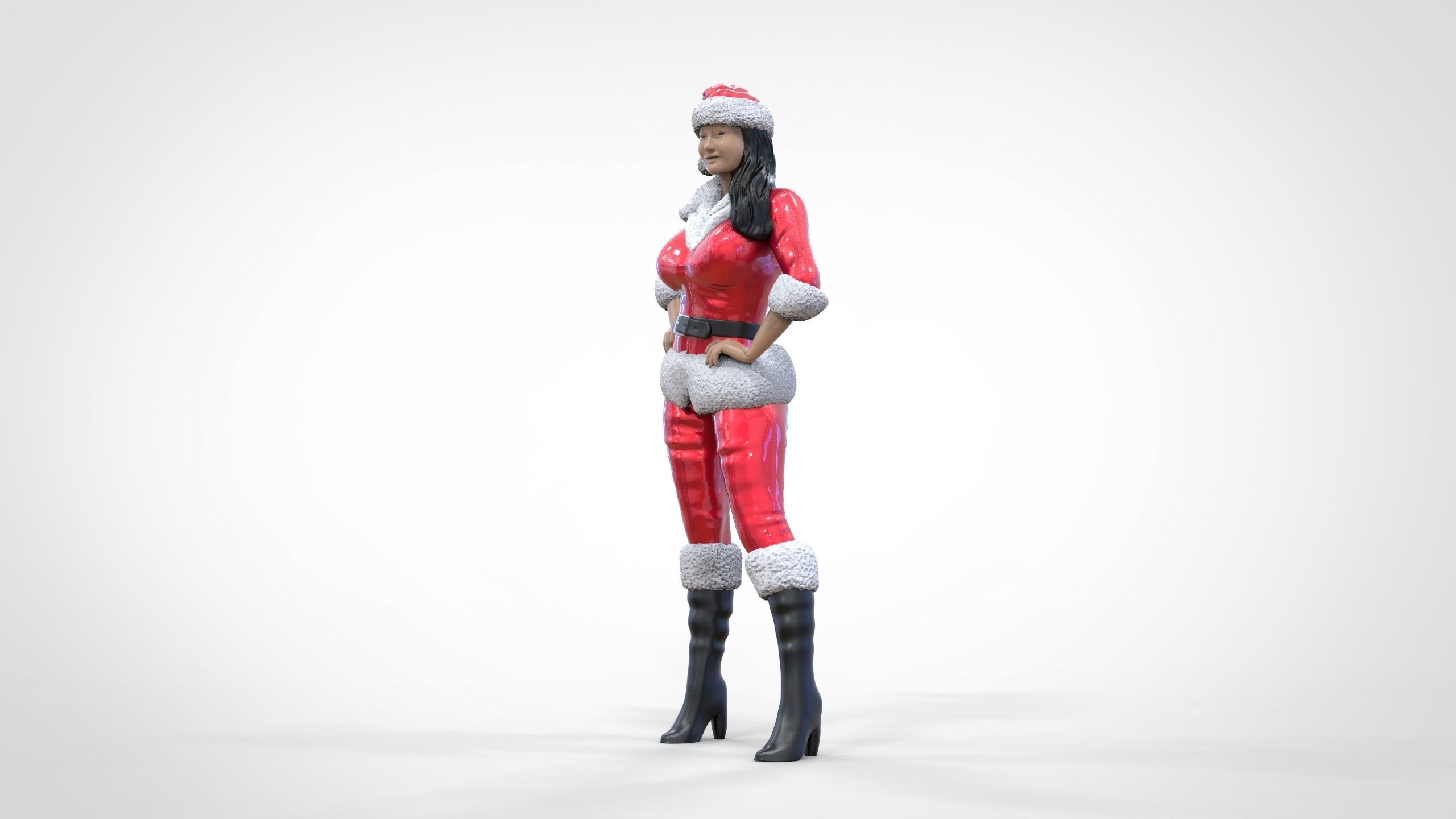 Christmas Lady Santa Claus miniature 3D print model_14