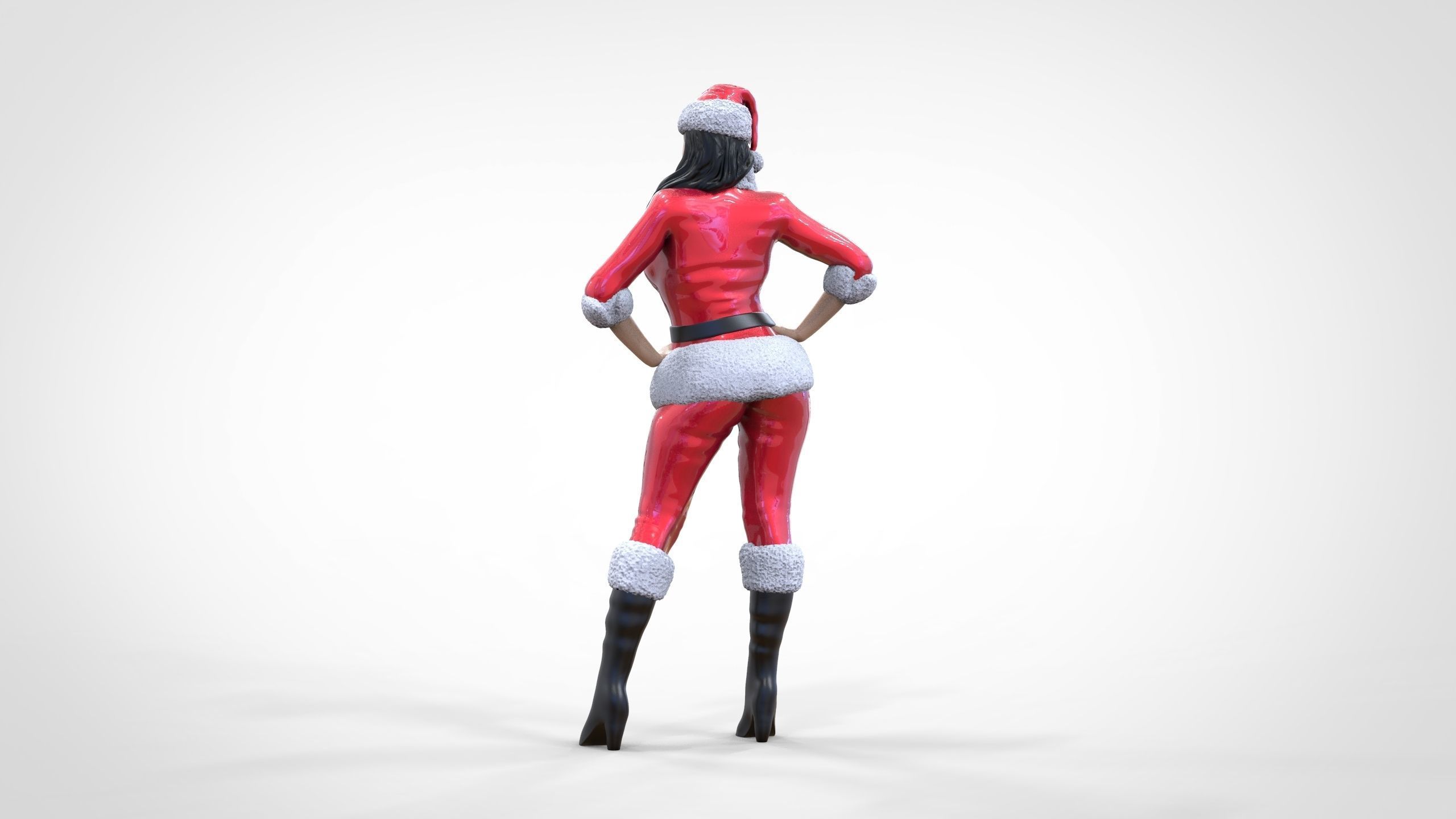 Christmas Lady Santa Claus miniature 3D print model_8