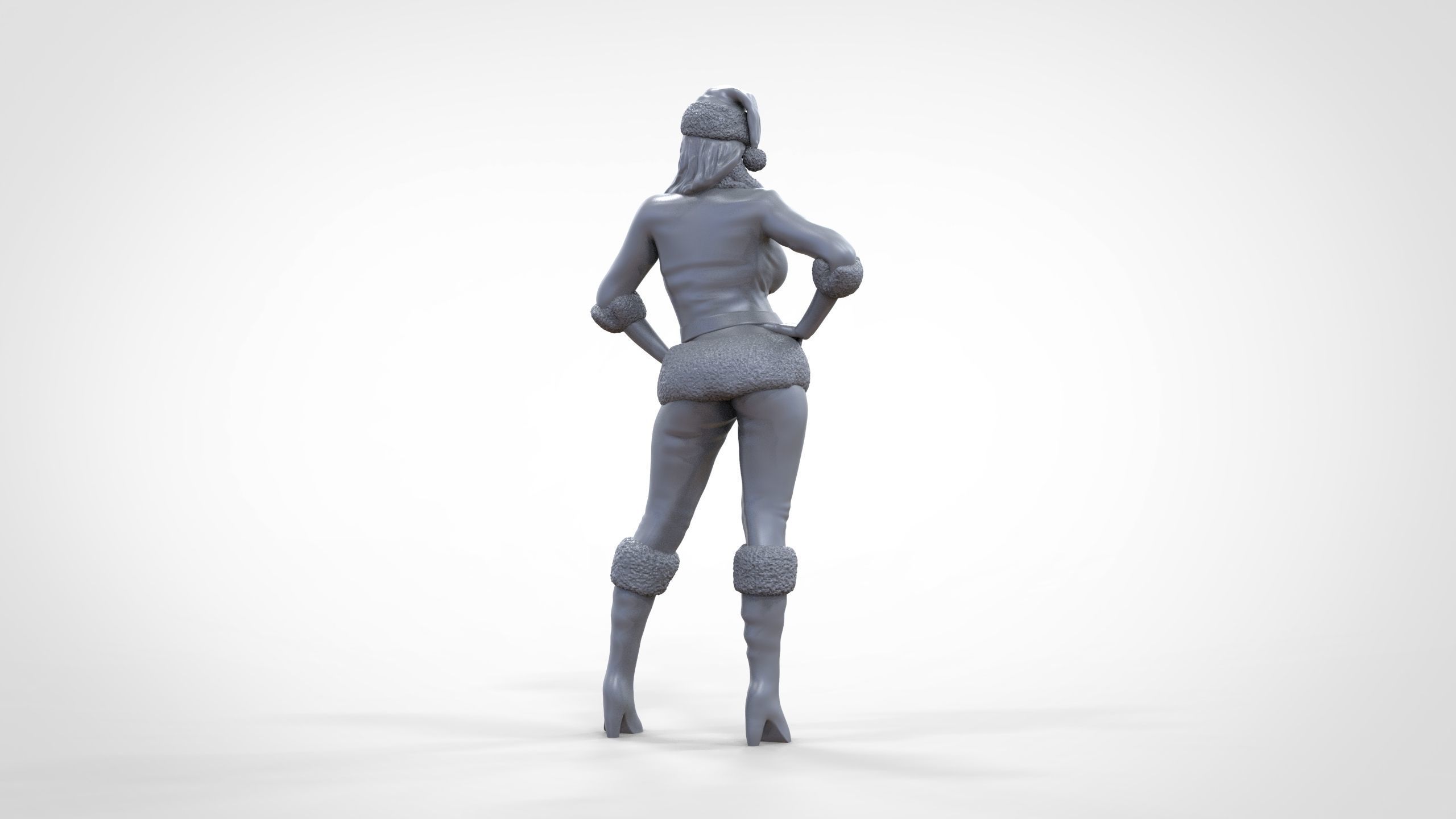 Christmas Lady Santa Claus miniature 3D print model_23