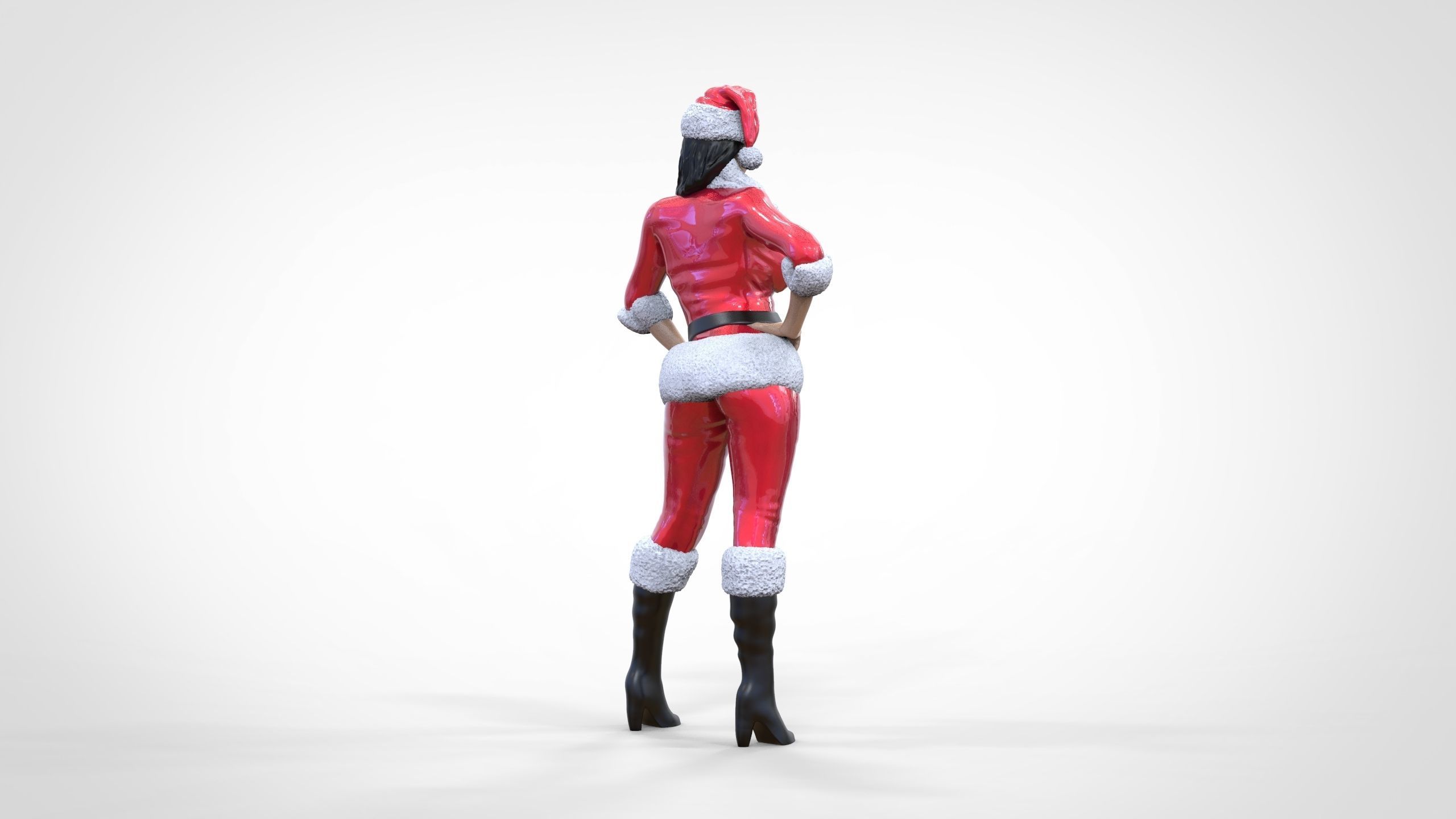 Christmas Lady Santa Claus miniature 3D print model_4