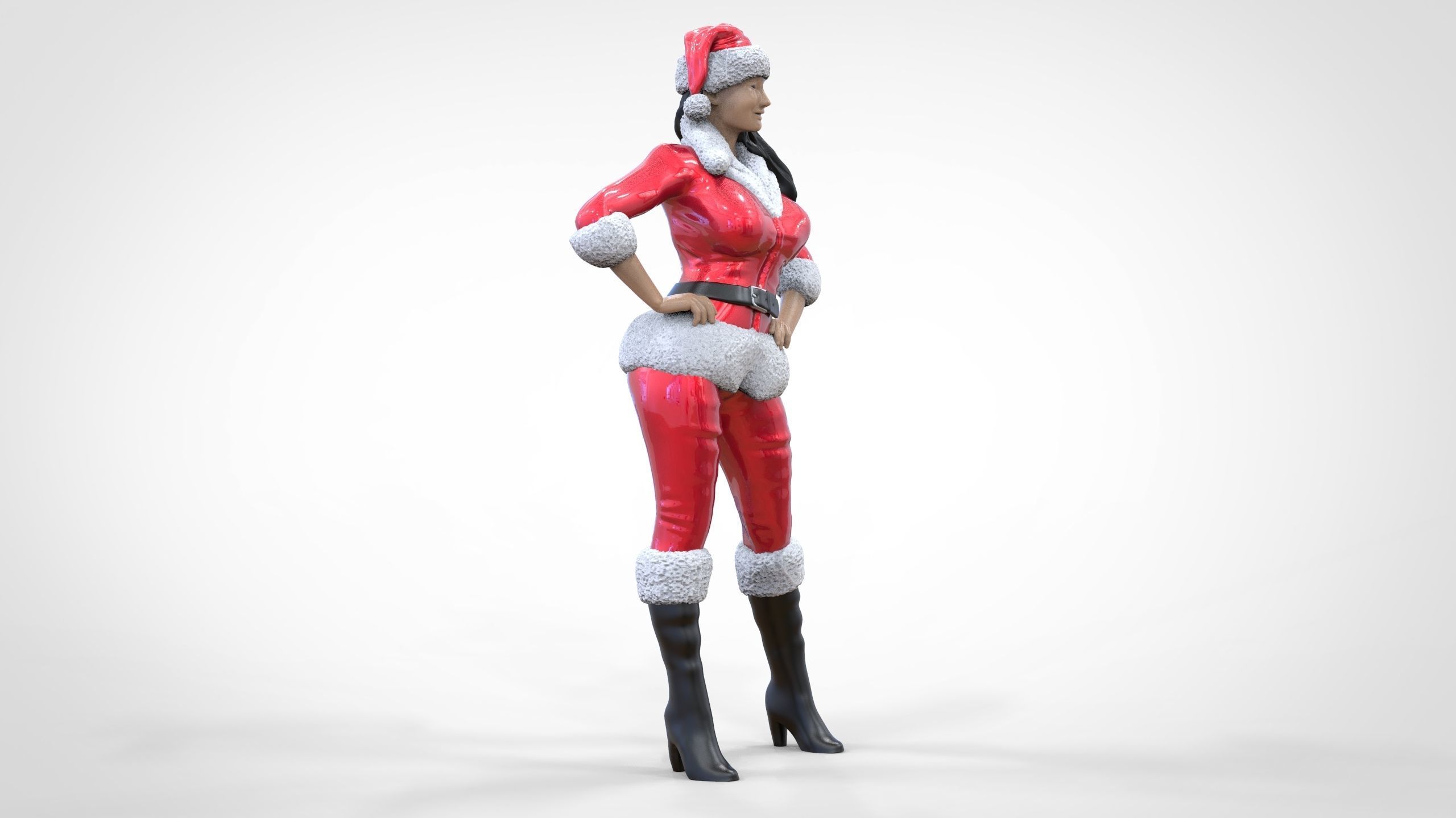 Christmas Lady Santa Claus miniature 3D print model_1