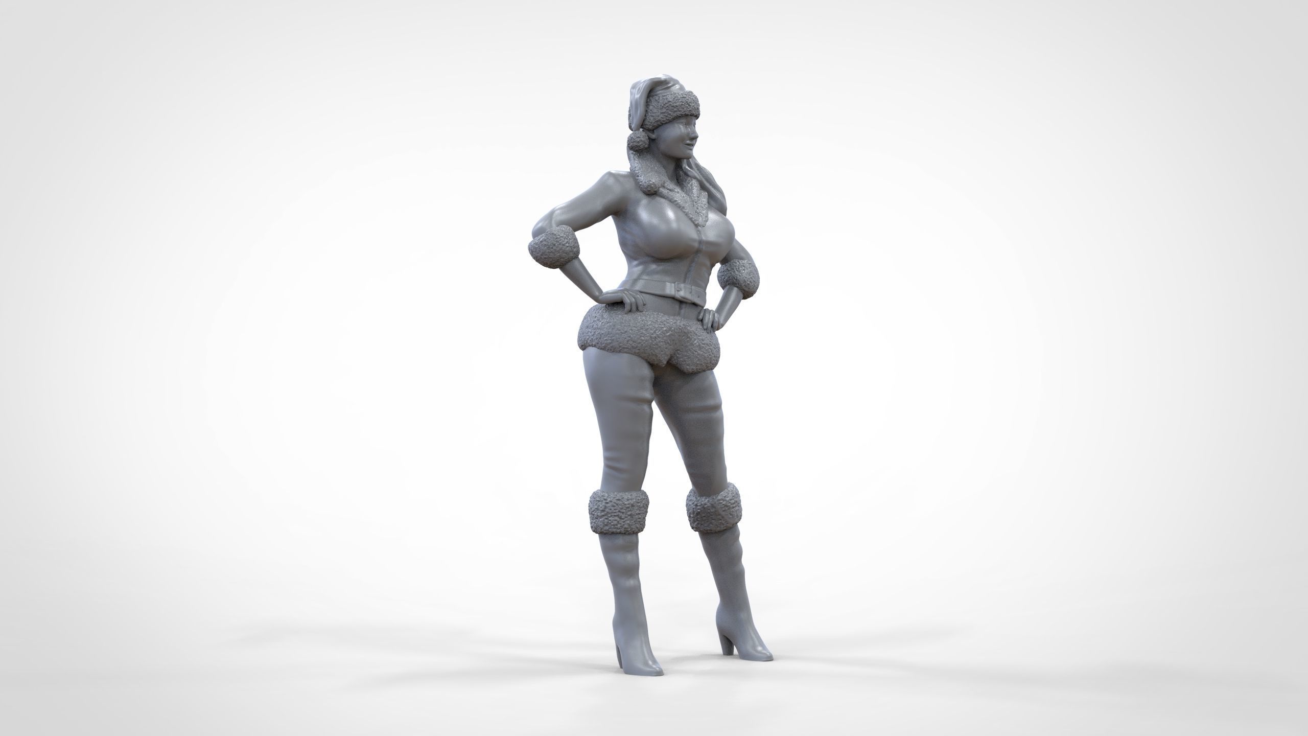 Christmas Lady Santa Claus miniature 3D print model_29