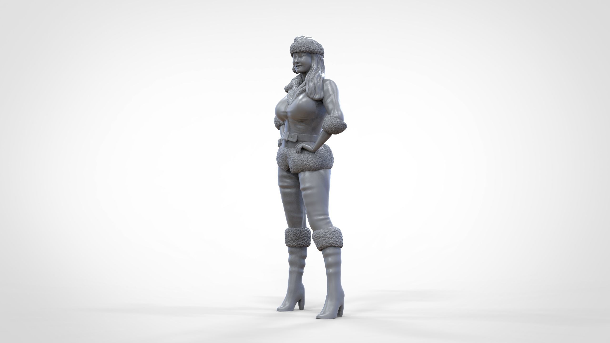 Christmas Lady Santa Claus miniature 3D print model_26