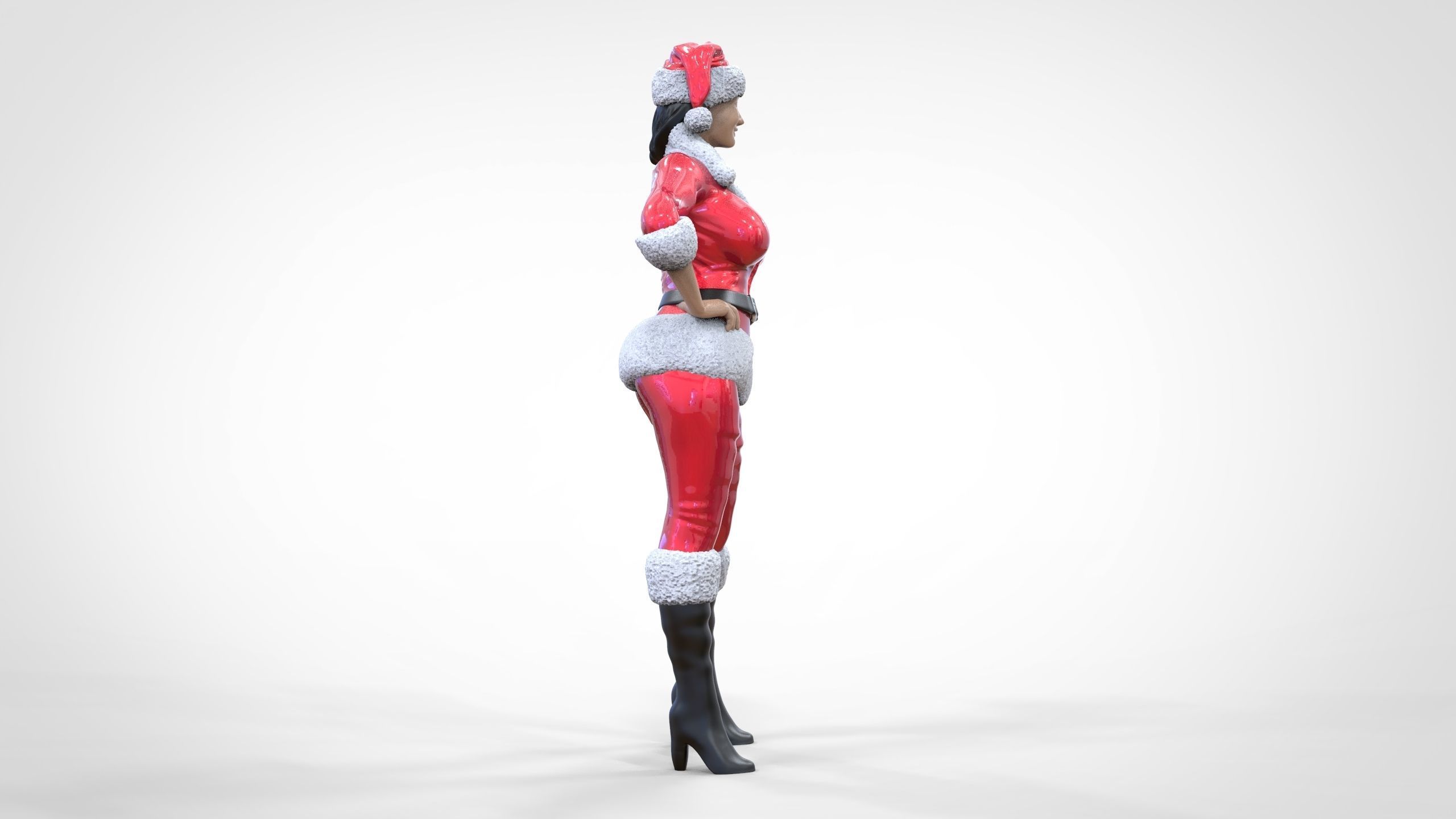 Christmas Lady Santa Claus miniature 3D print model_2