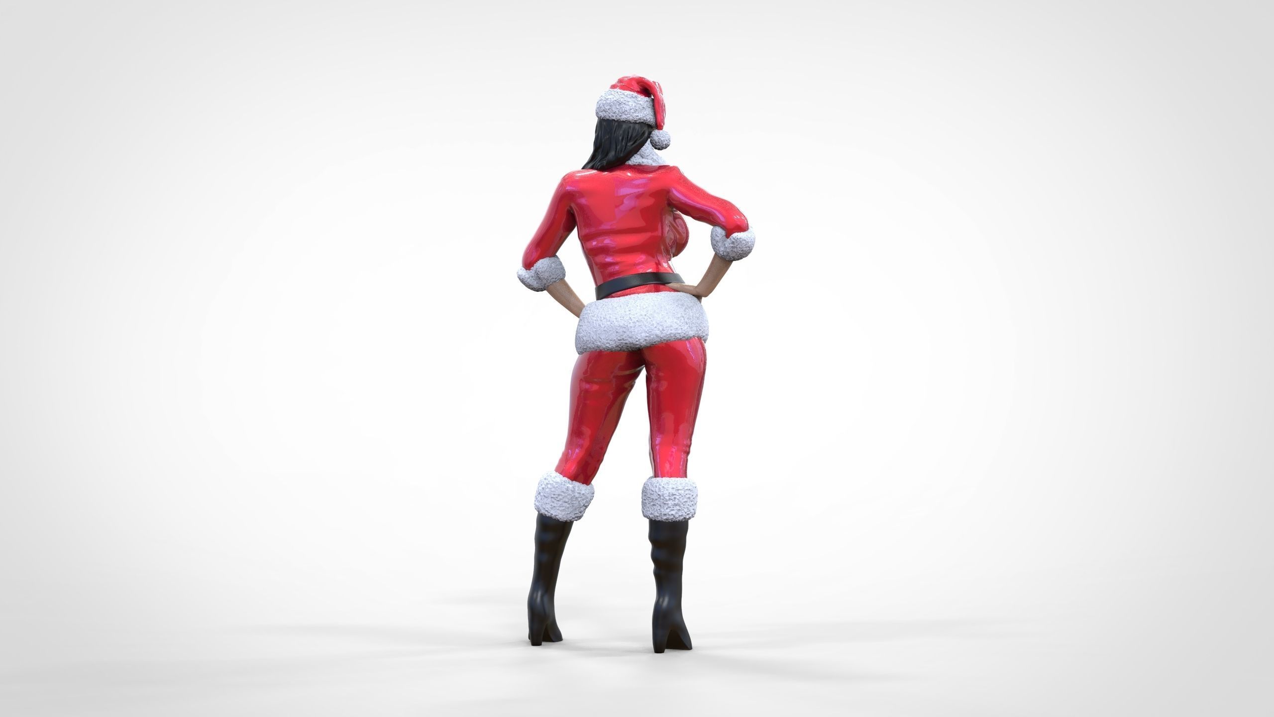 Christmas Lady Santa Claus miniature 3D print model_6