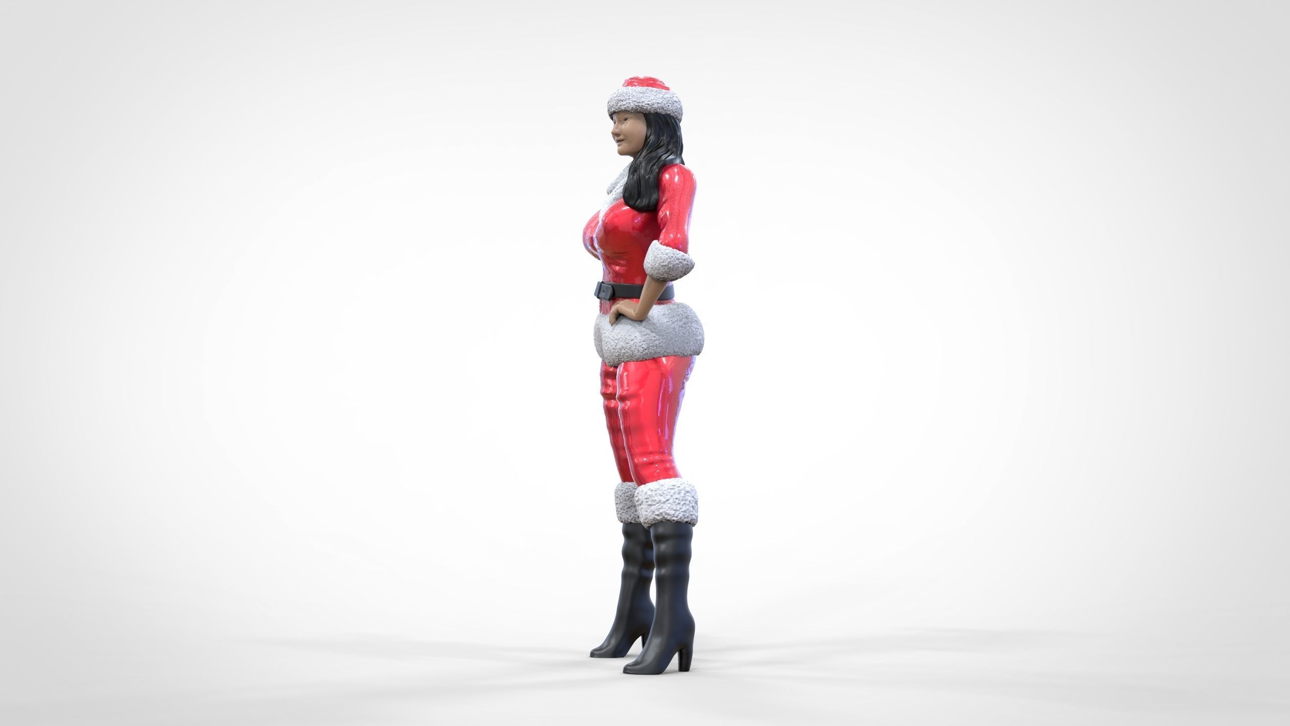 Christmas Lady Santa Claus miniature 3D print model_13