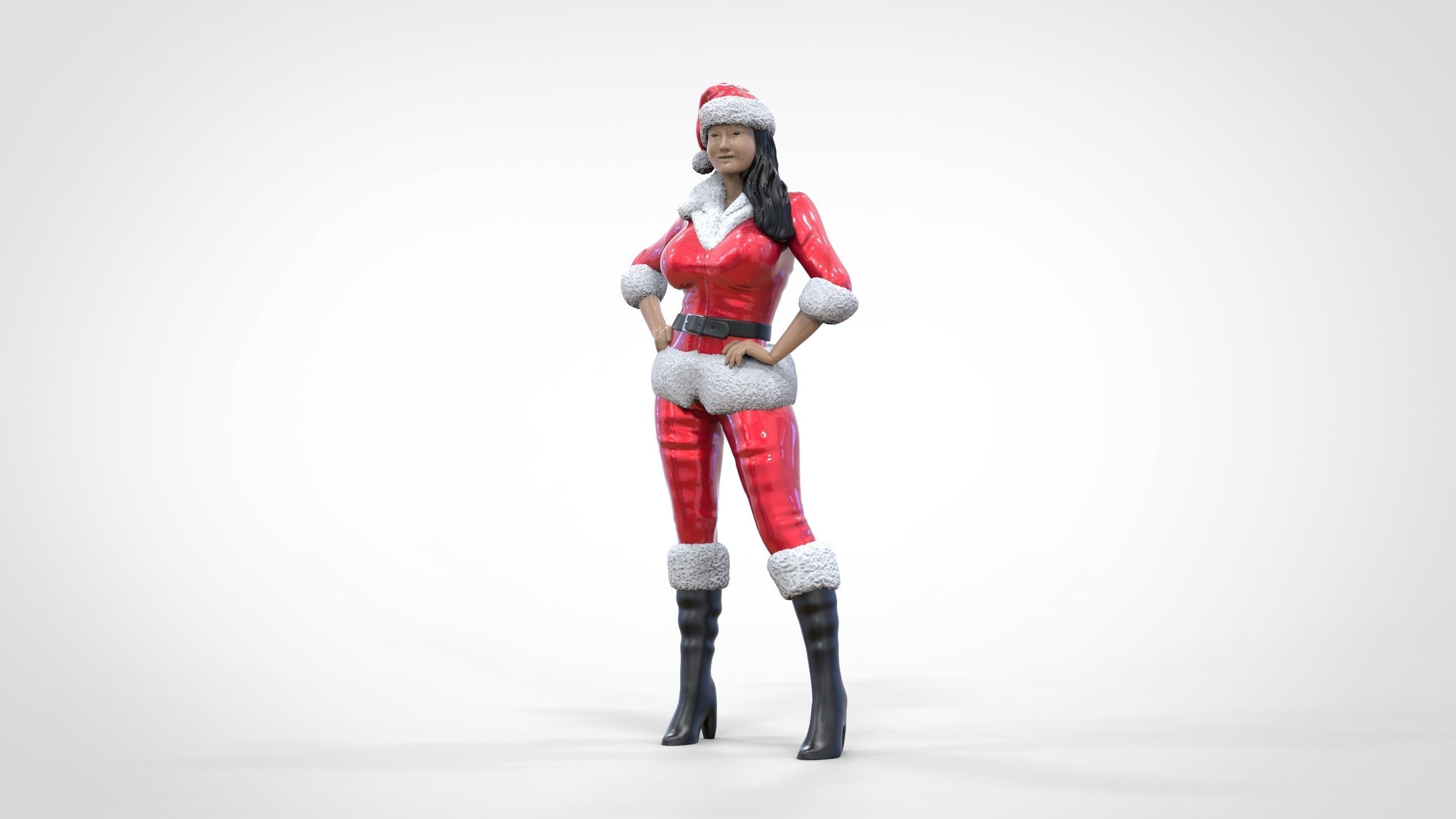 Christmas Lady Santa Claus miniature 3D print model_15
