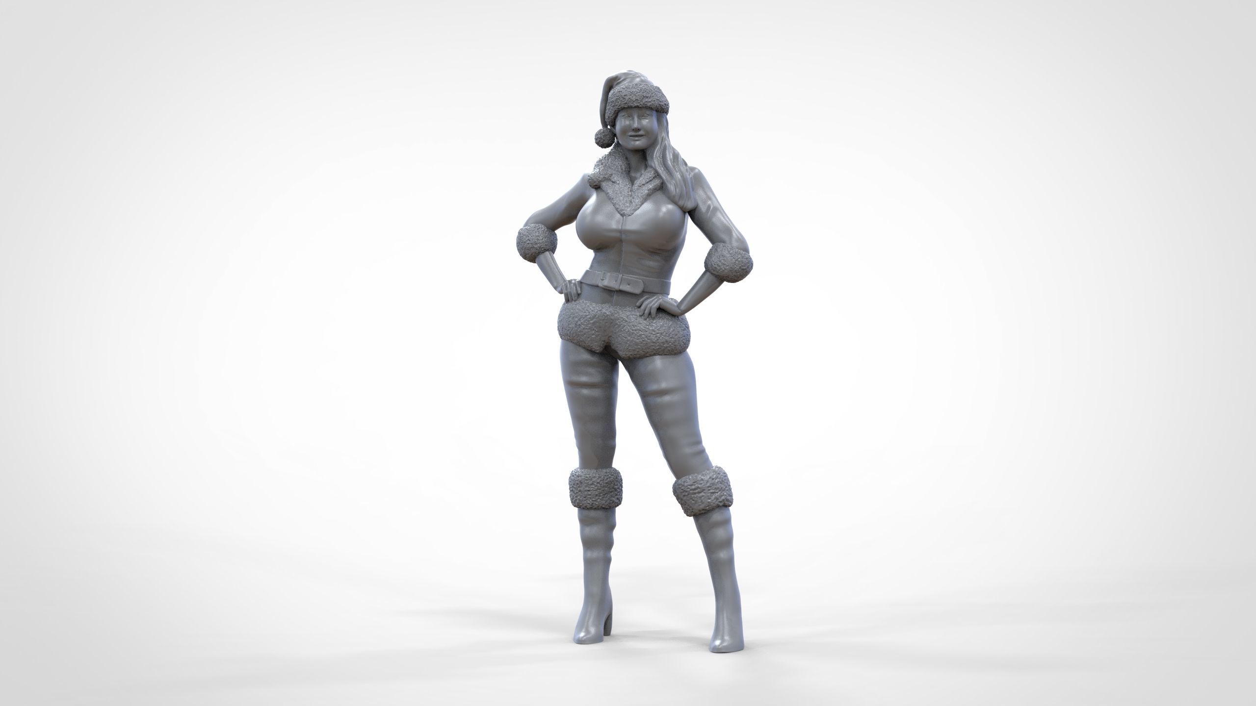 Christmas Lady Santa Claus miniature 3D print model_27