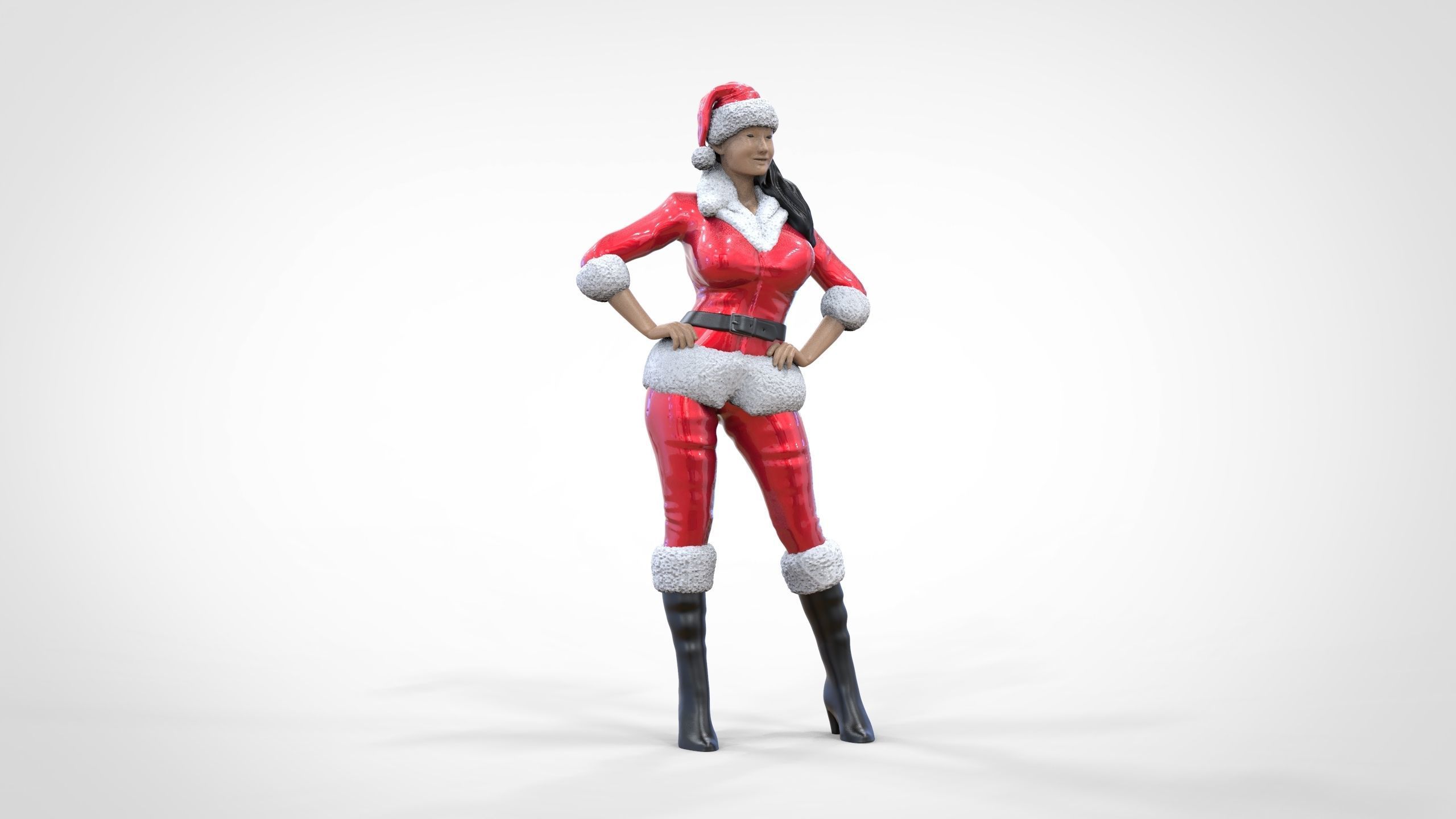 Christmas Lady Santa Claus miniature 3D print model_17