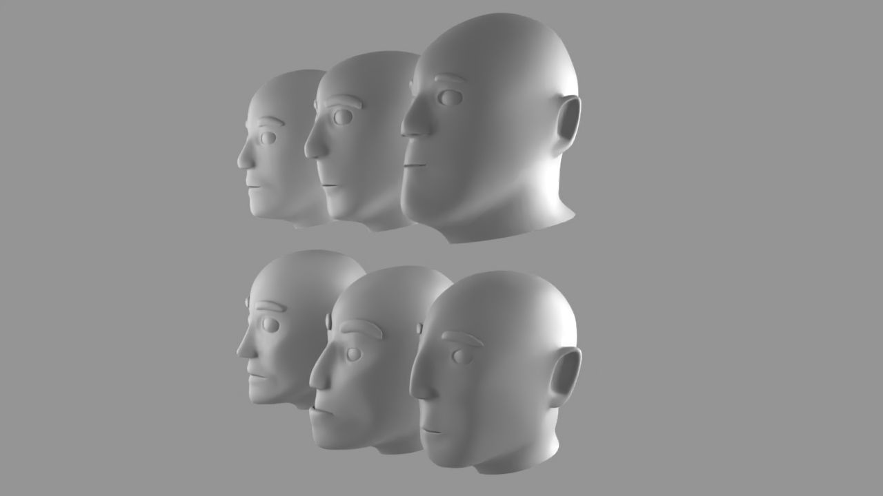 Lowpoly head set group of different Free low-poly 3D model_6