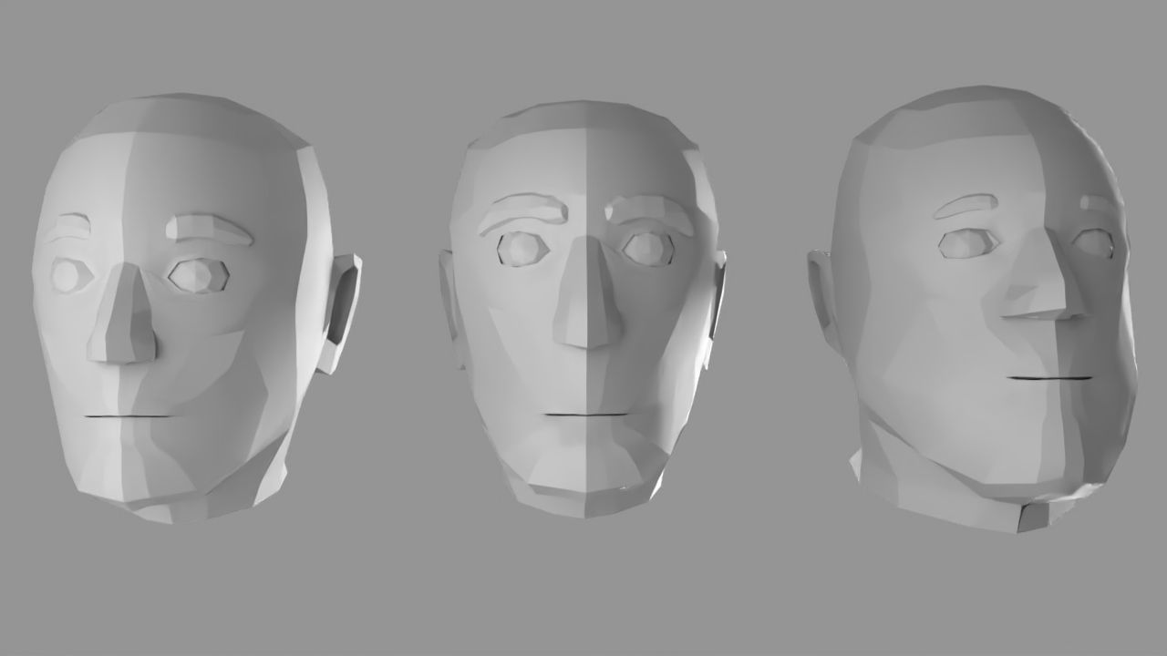 Lowpoly head set group of different Free low-poly 3D model_2