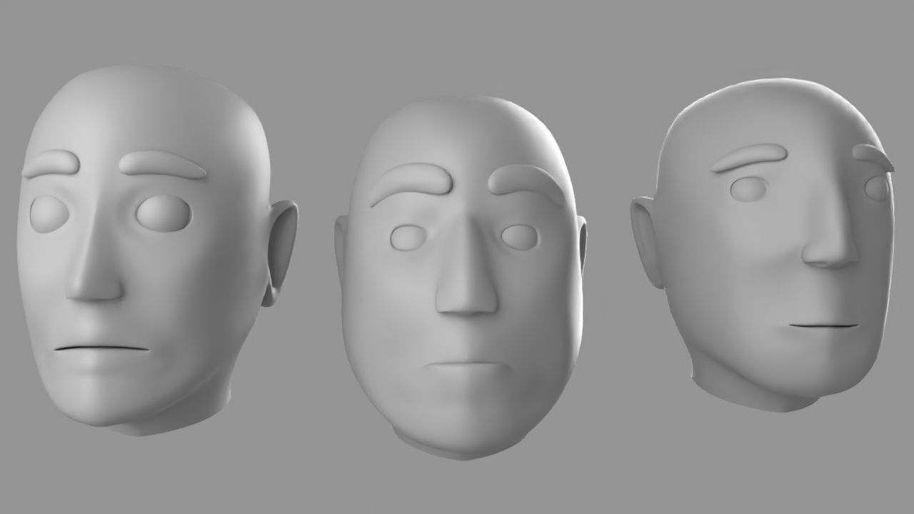 Lowpoly head set group of different Free low-poly 3D model_5