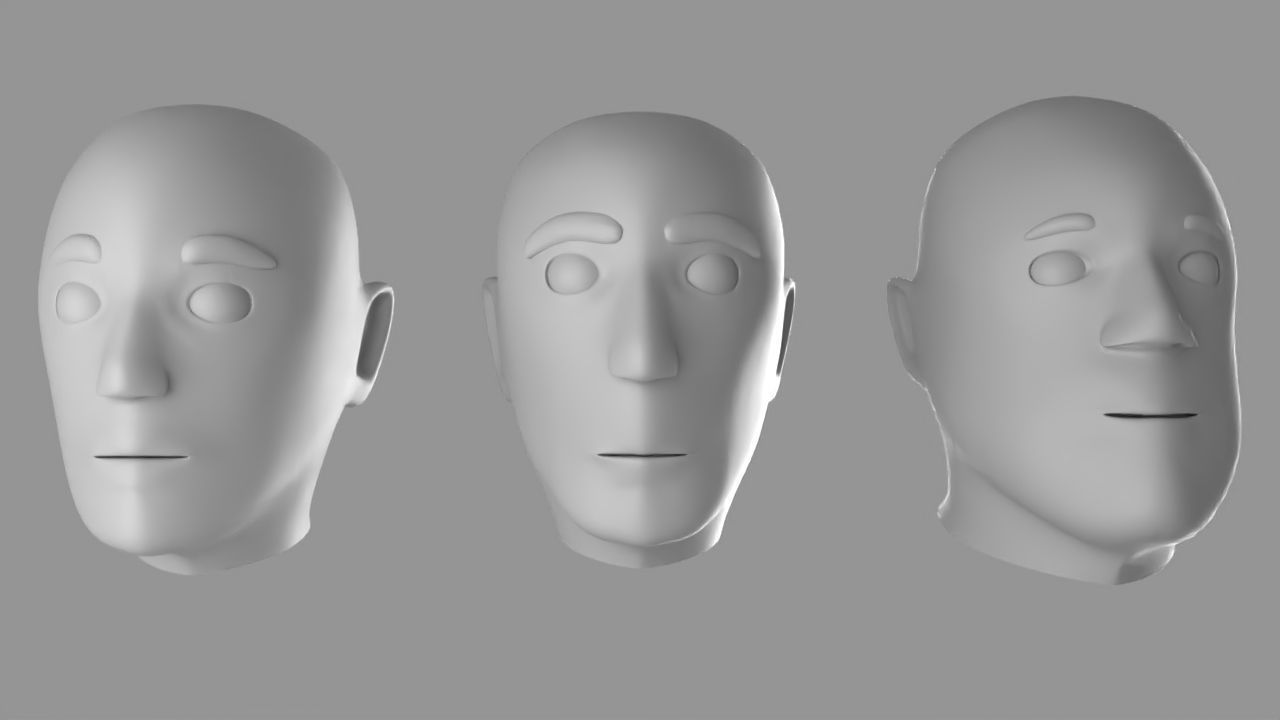 Lowpoly head set group of different Free low-poly 3D model_3