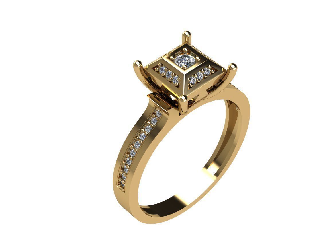 Ring Pyramid diamond 3D print model_2