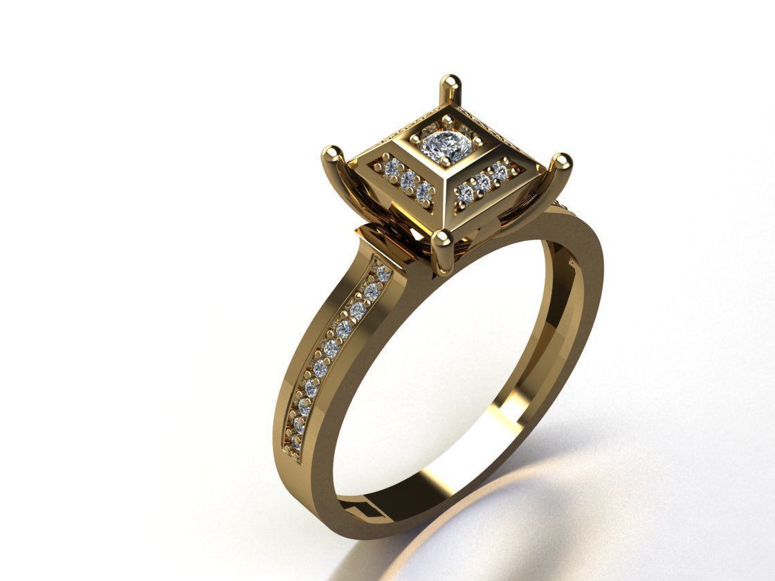Ring Pyramid diamond 3D print model_3