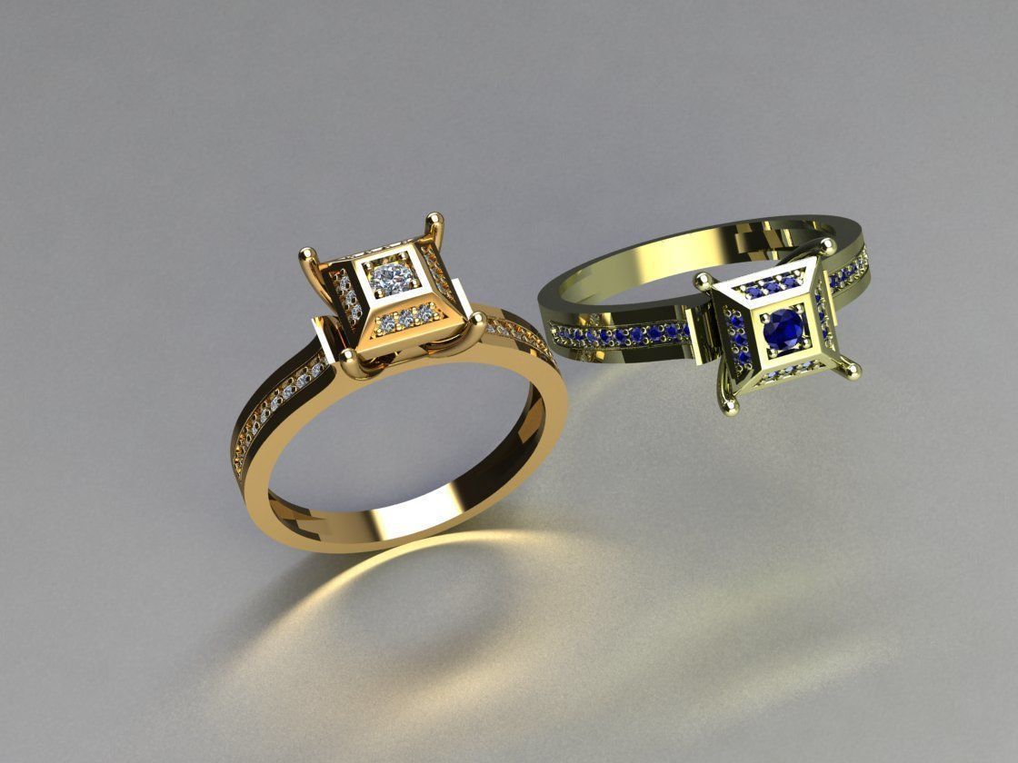 Ring Pyramid diamond 3D print model_4