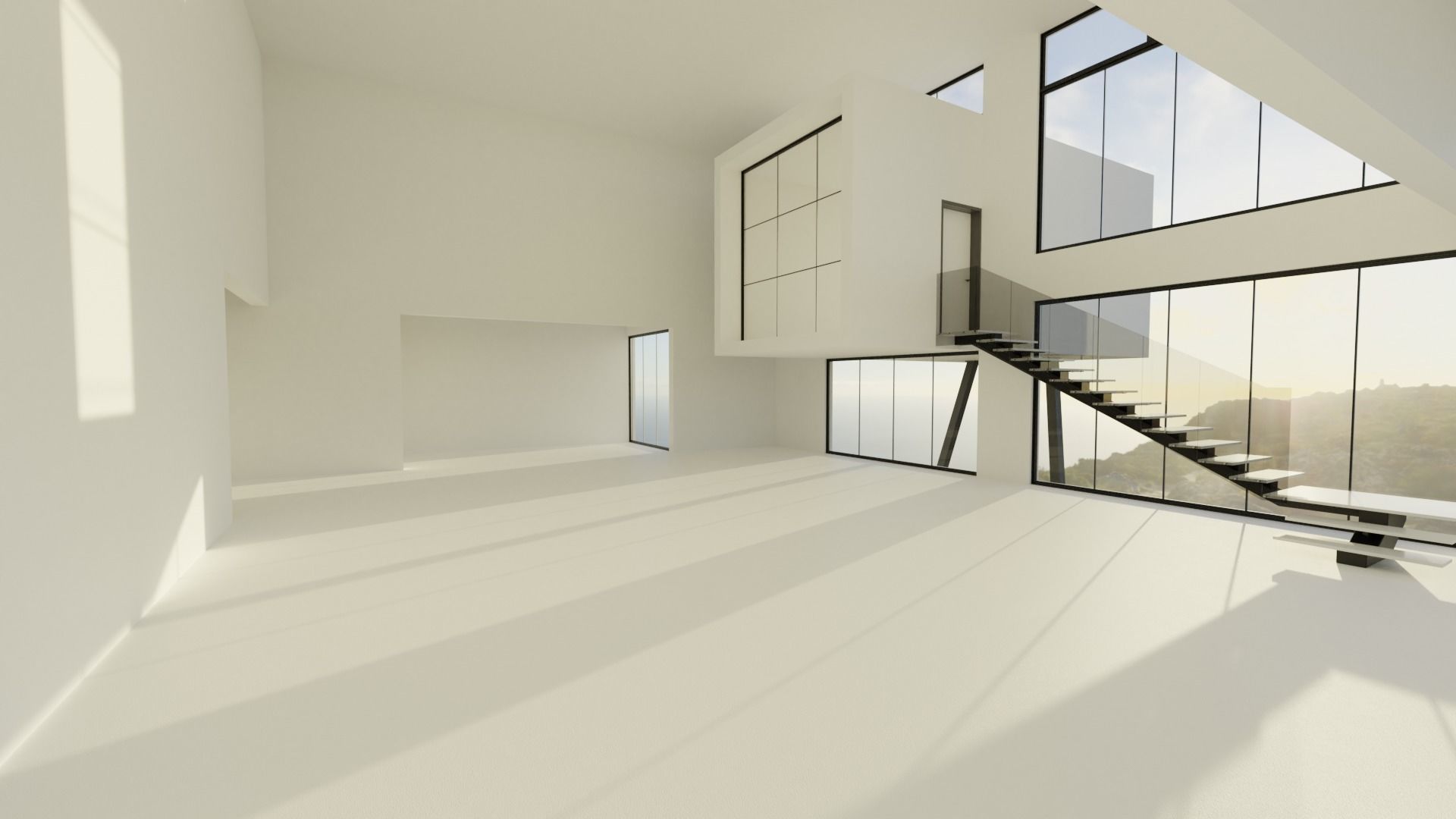 Modern House Scene - empty Low-poly 3D model_7