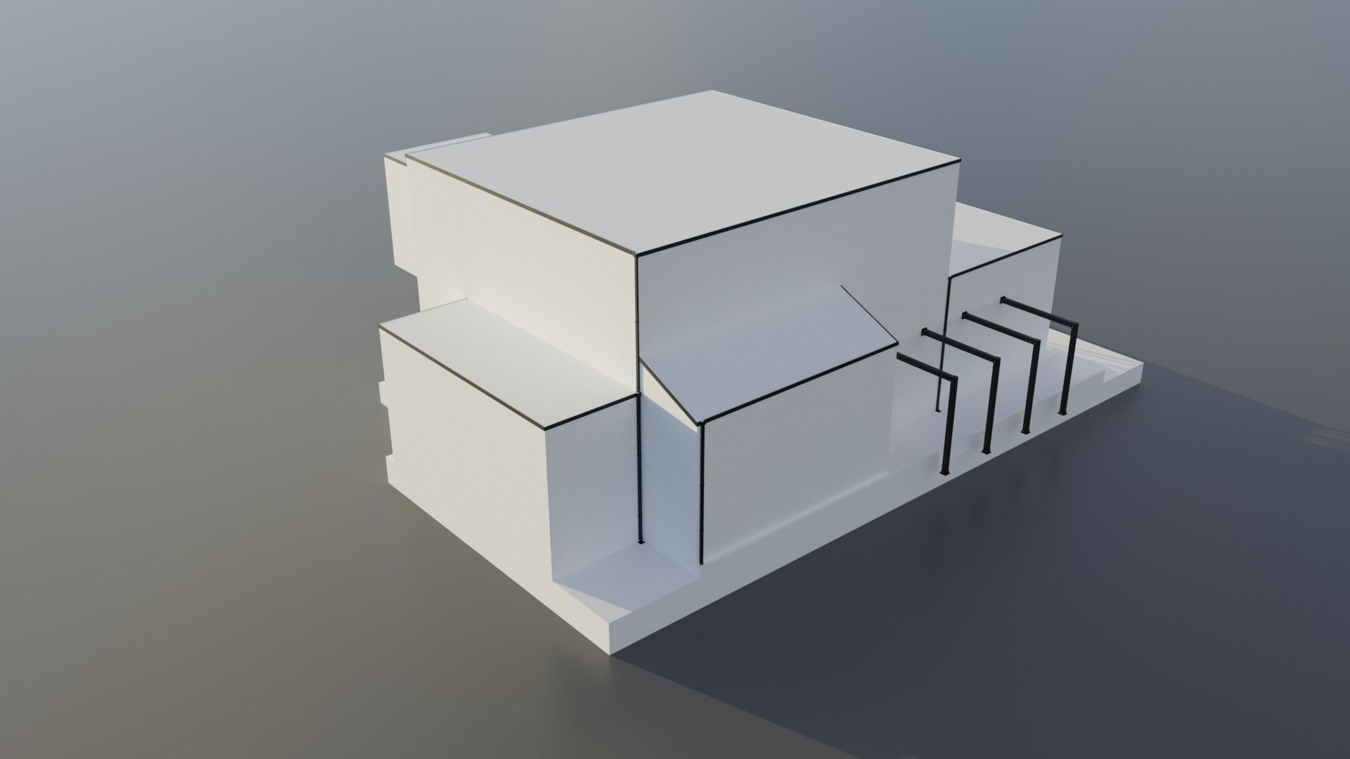 Modern House Scene - empty Low-poly 3D model_5