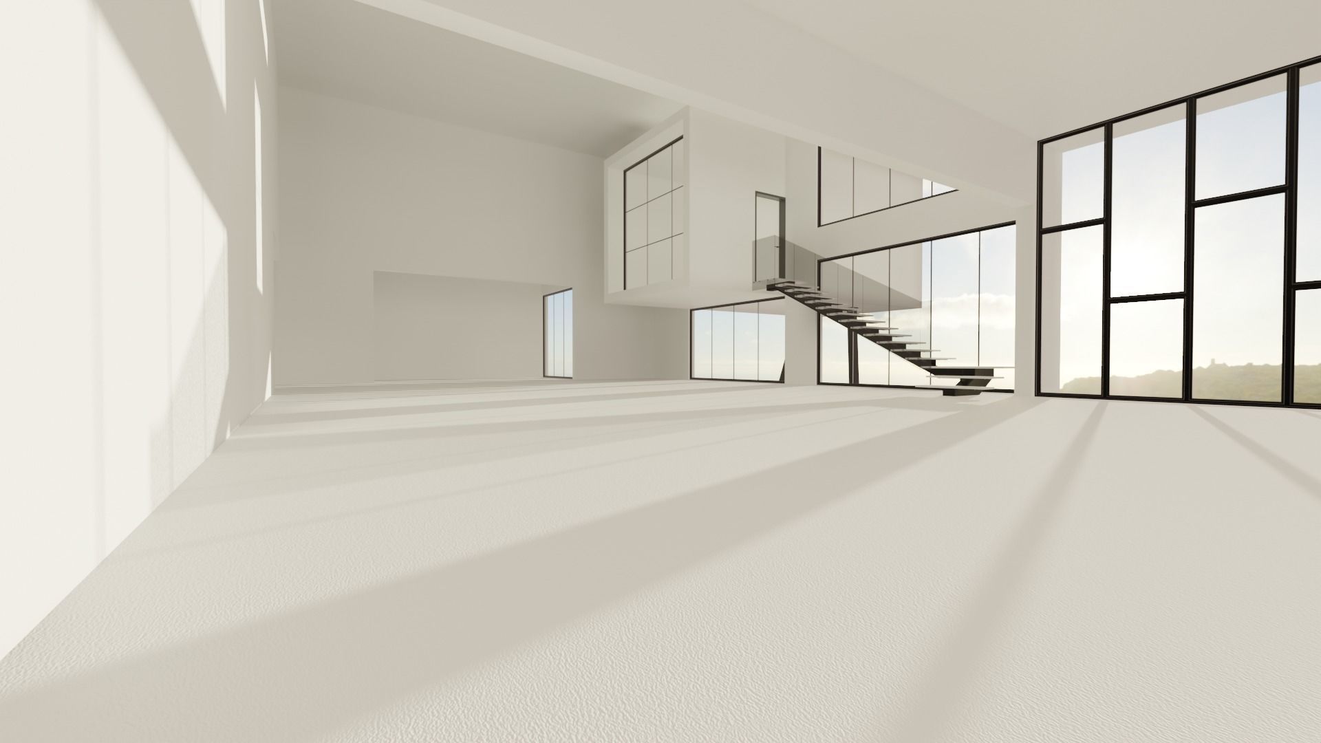 Modern House Scene - empty Low-poly 3D model_8