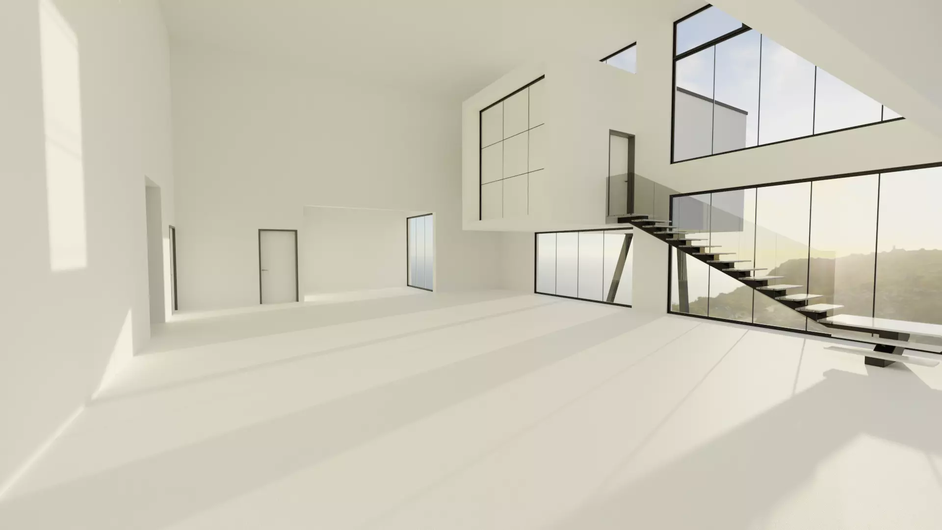 Modern House Scene - empty Low-poly 3D model_0