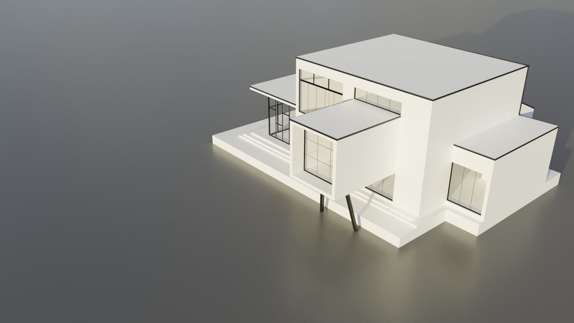 Modern House Scene - empty Low-poly 3D model_6