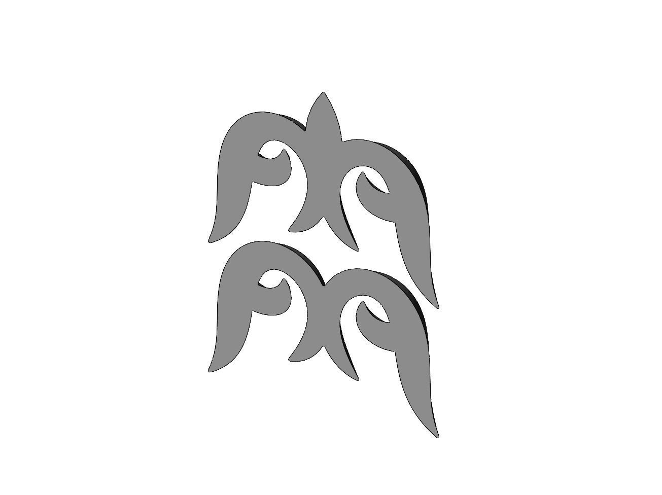 Floral decor scroll pattern and relief  3D print model_2