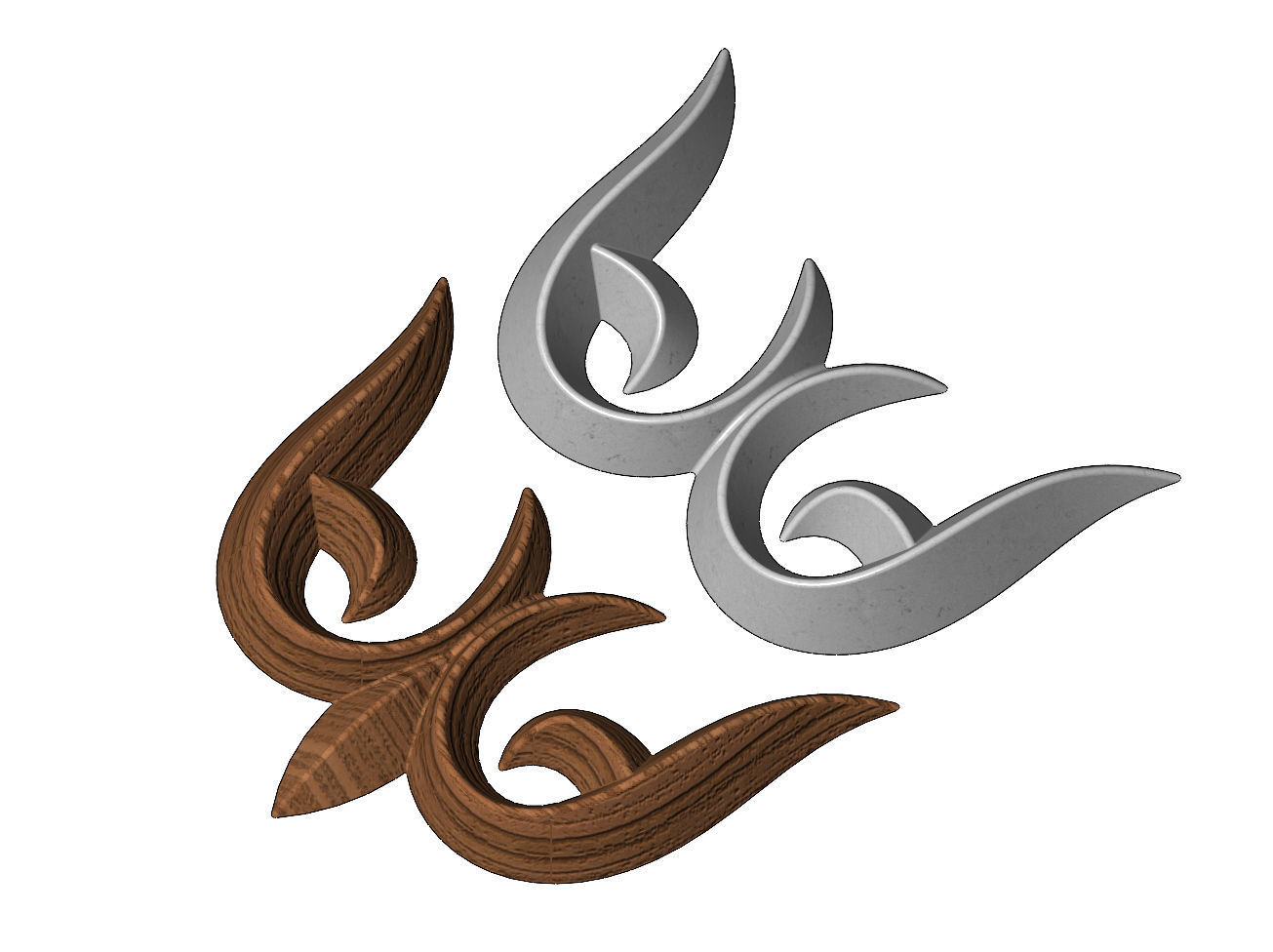 Floral decor scroll pattern and relief  3D print model_9