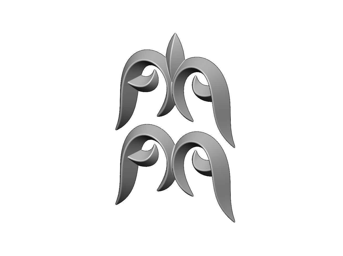 Floral decor scroll pattern and relief  3D print model_1