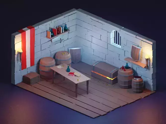 robbers lair Low-poly 3D model