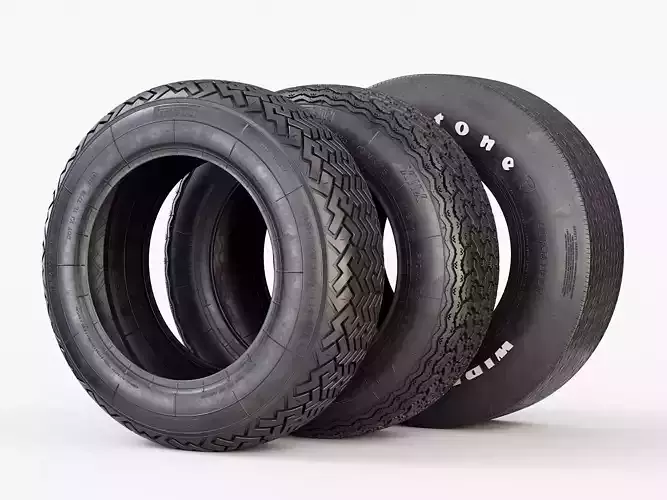 Classic Car Tyres 3D Model Collection