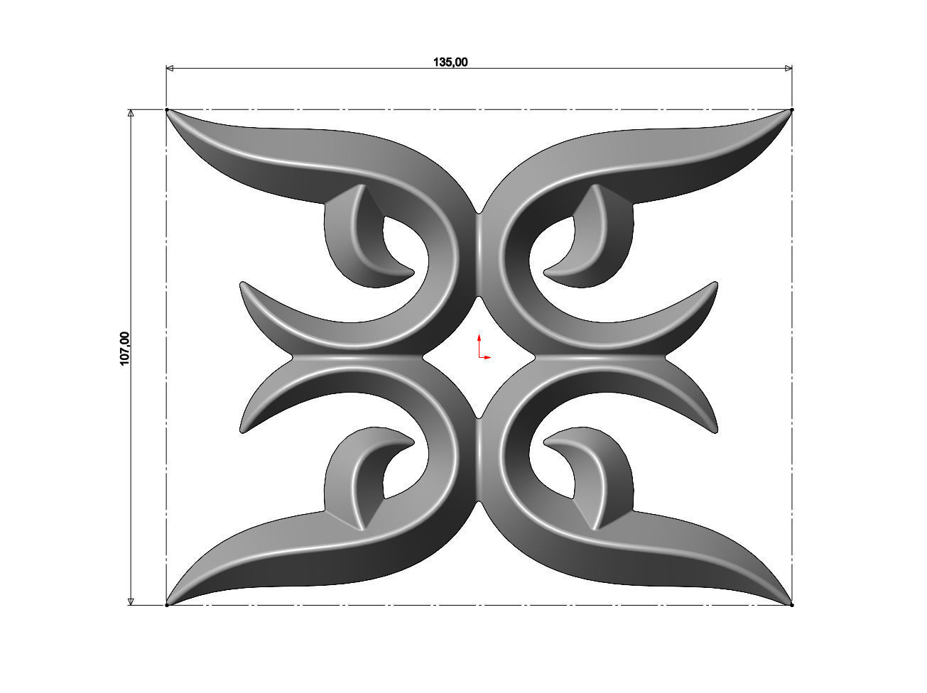 Floral motif decor scroll relief  3D print model_6