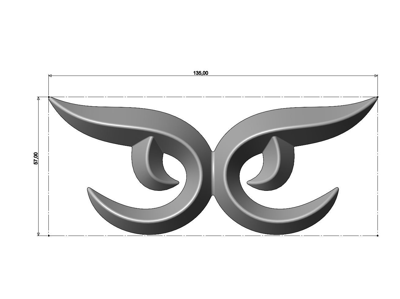 Floral motif decor scroll relief  3D print model_4