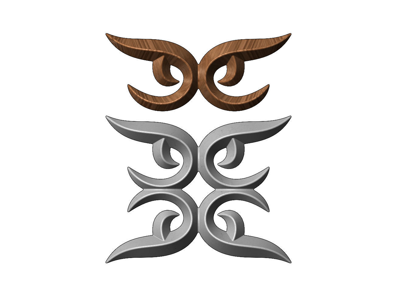 Floral motif decor scroll relief  3D print model_8