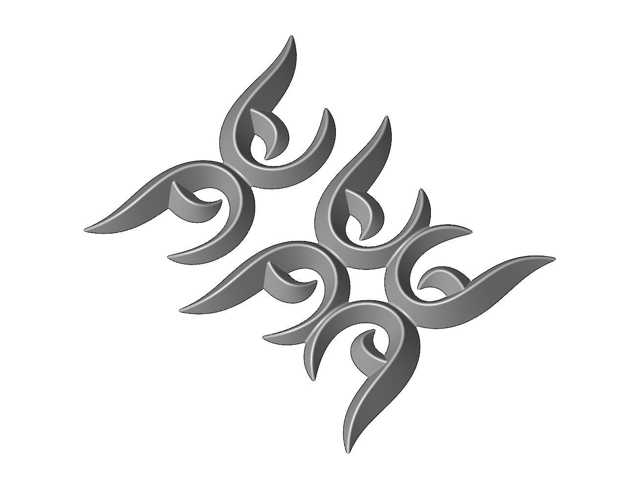 Floral motif decor scroll relief  3D print model_3