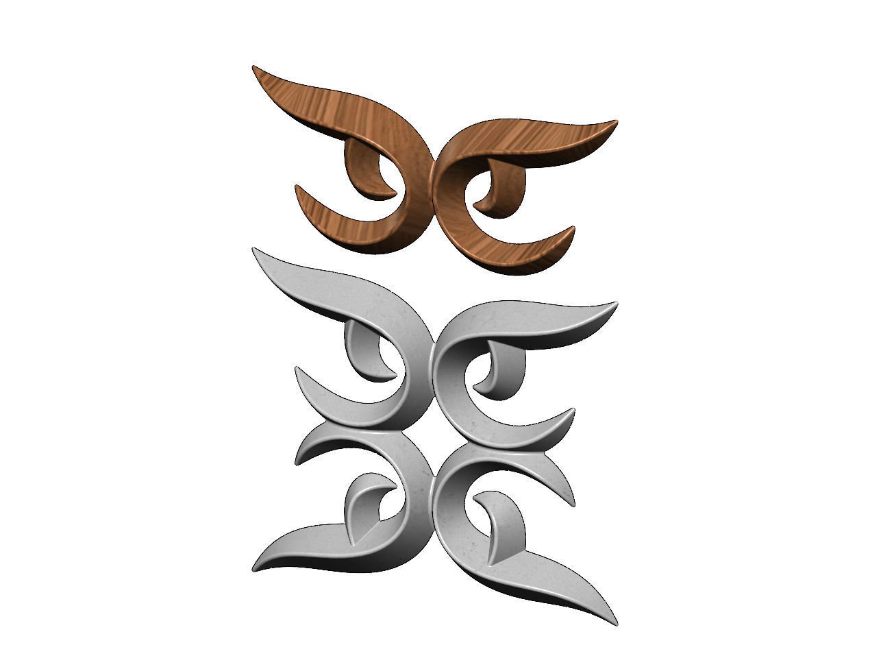 Floral motif decor scroll relief  3D print model_9