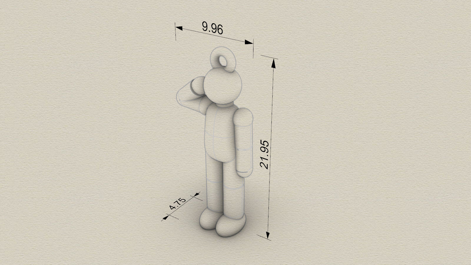 Charm pendant - Matchman posture 02 - Salute 3D print model_6