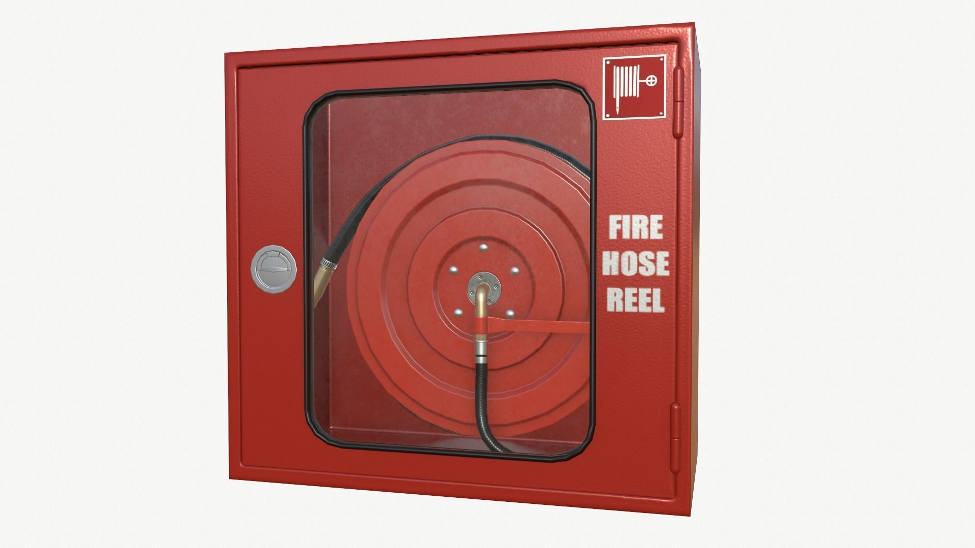 Fire hose reel glass box Low-poly 3D model_7