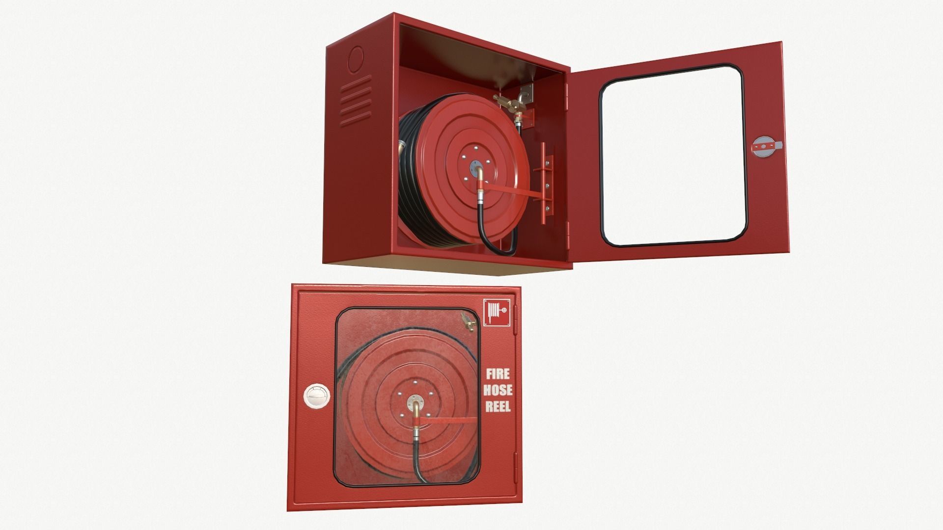 Fire hose reel glass box Low-poly 3D model_6