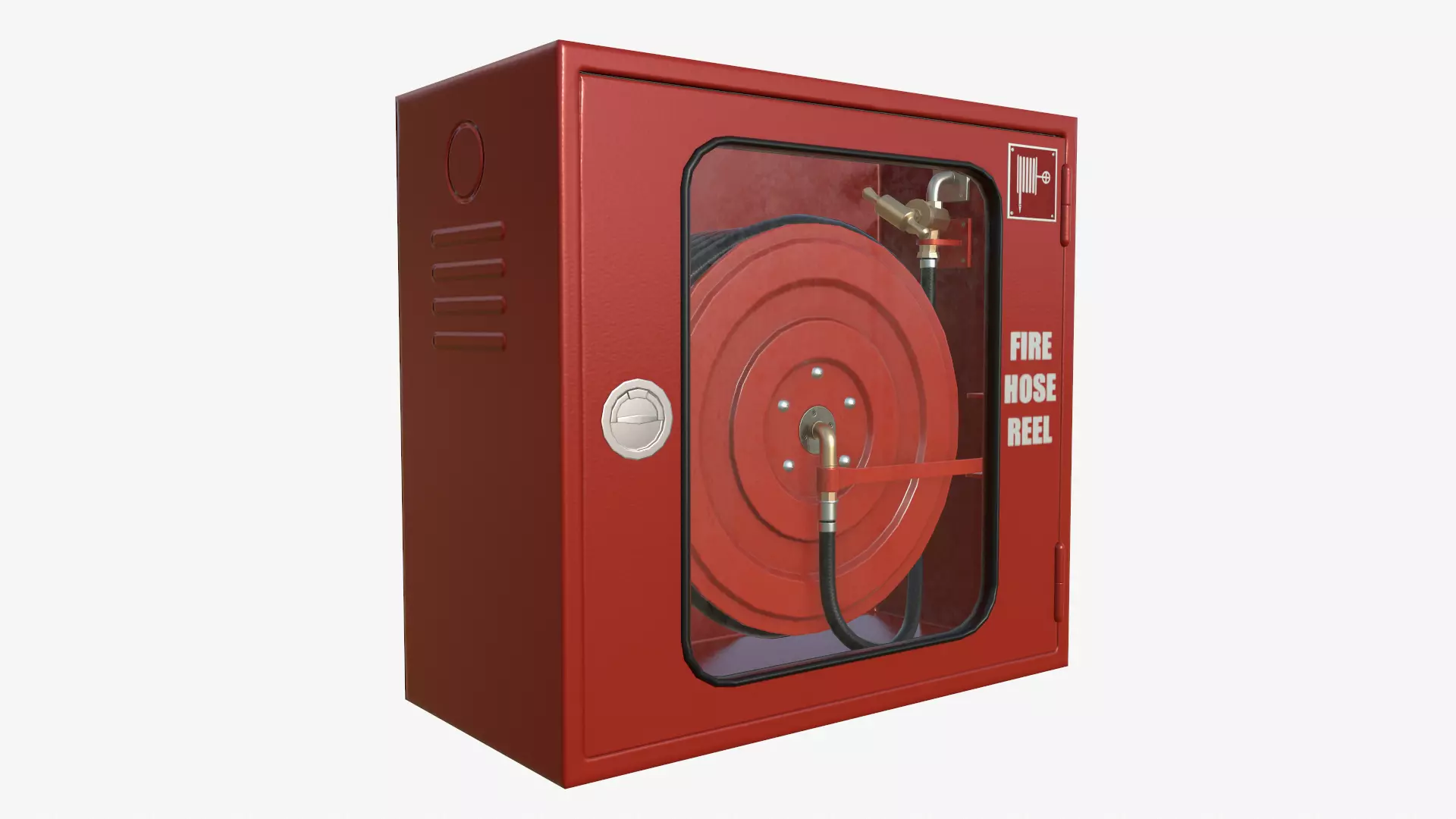 Fire hose reel glass box Low-poly 3D model_0