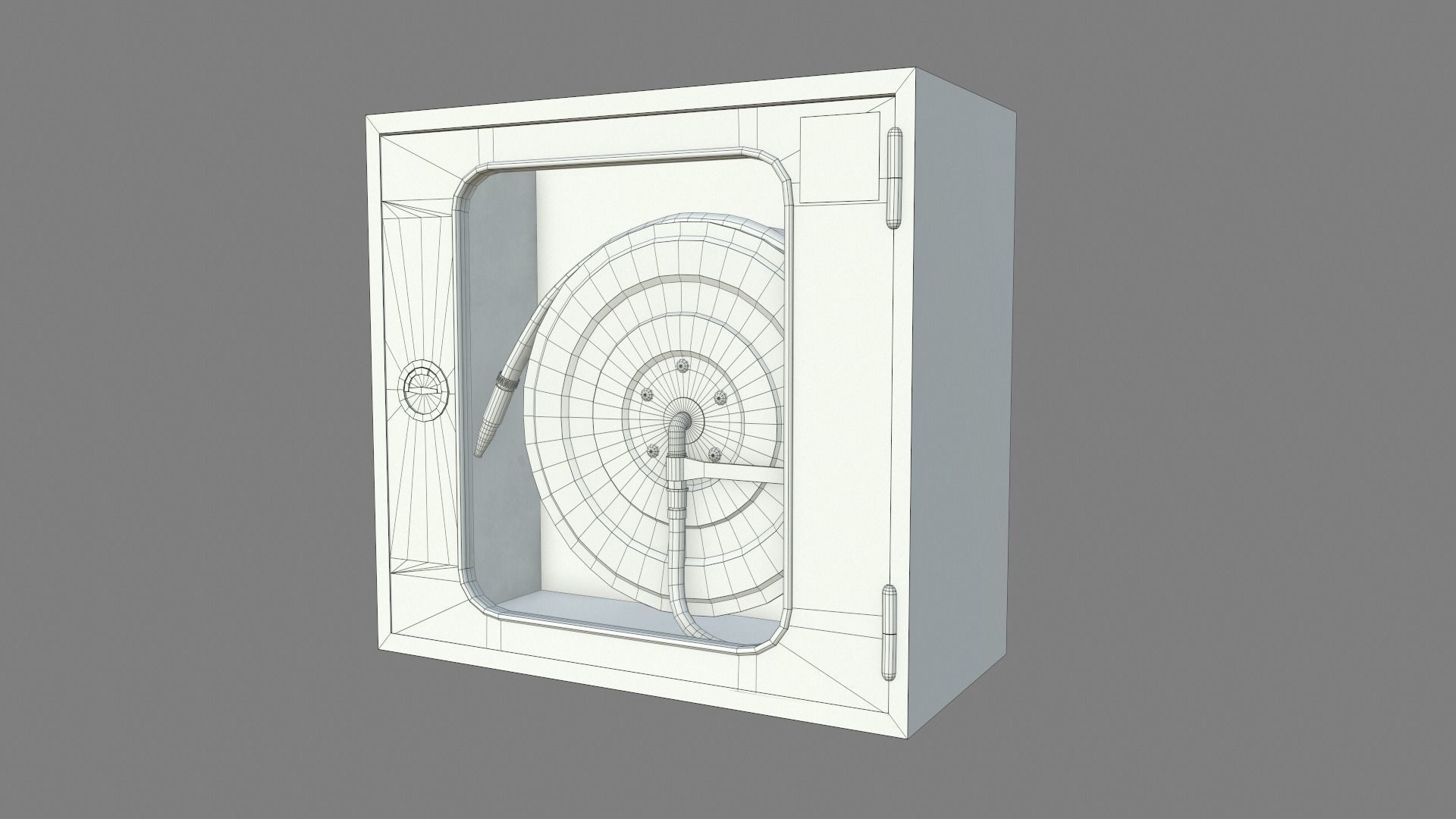 Fire hose reel glass box Low-poly 3D model_9