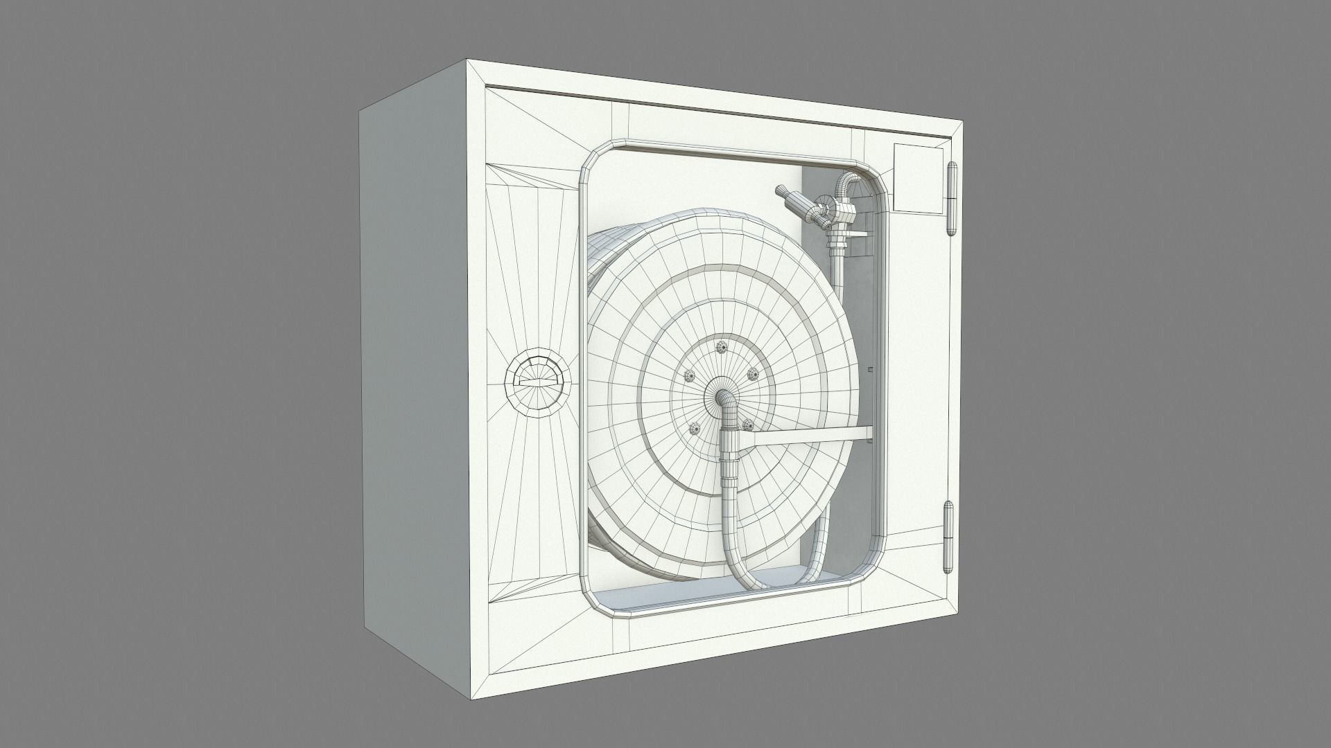 Fire hose reel glass box Low-poly 3D model_8