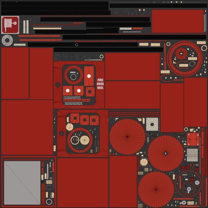 Fire hose reel glass box Low-poly 3D model_10