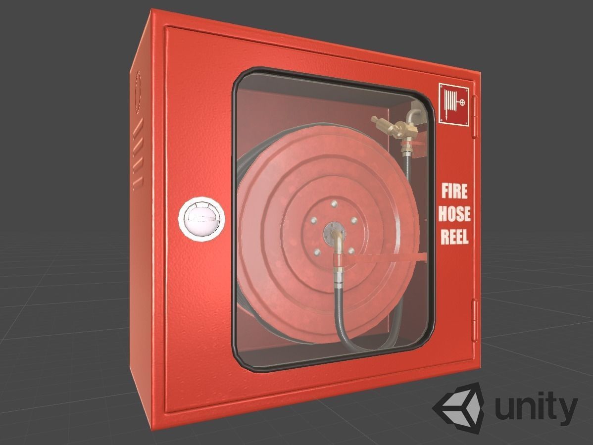Fire hose reel glass box Low-poly 3D model_12