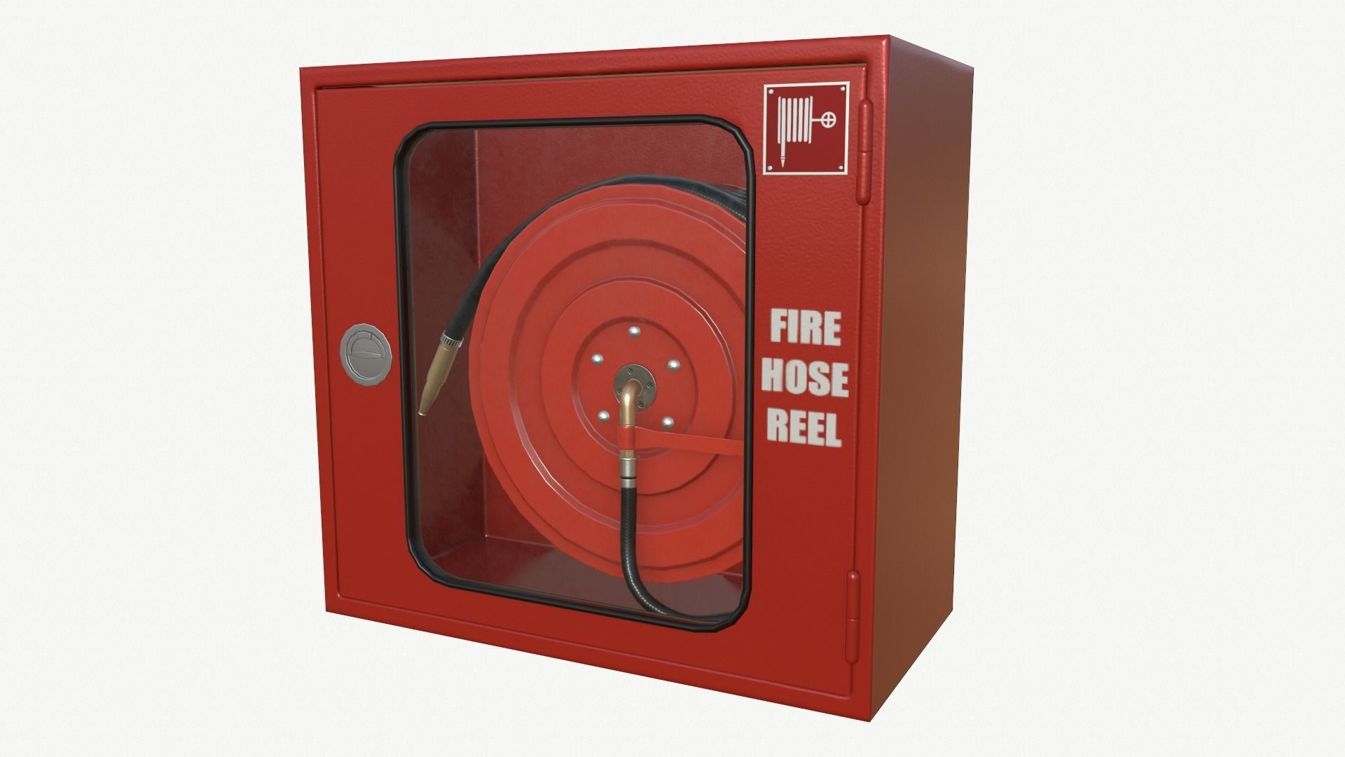 Fire hose reel glass box Low-poly 3D model_2