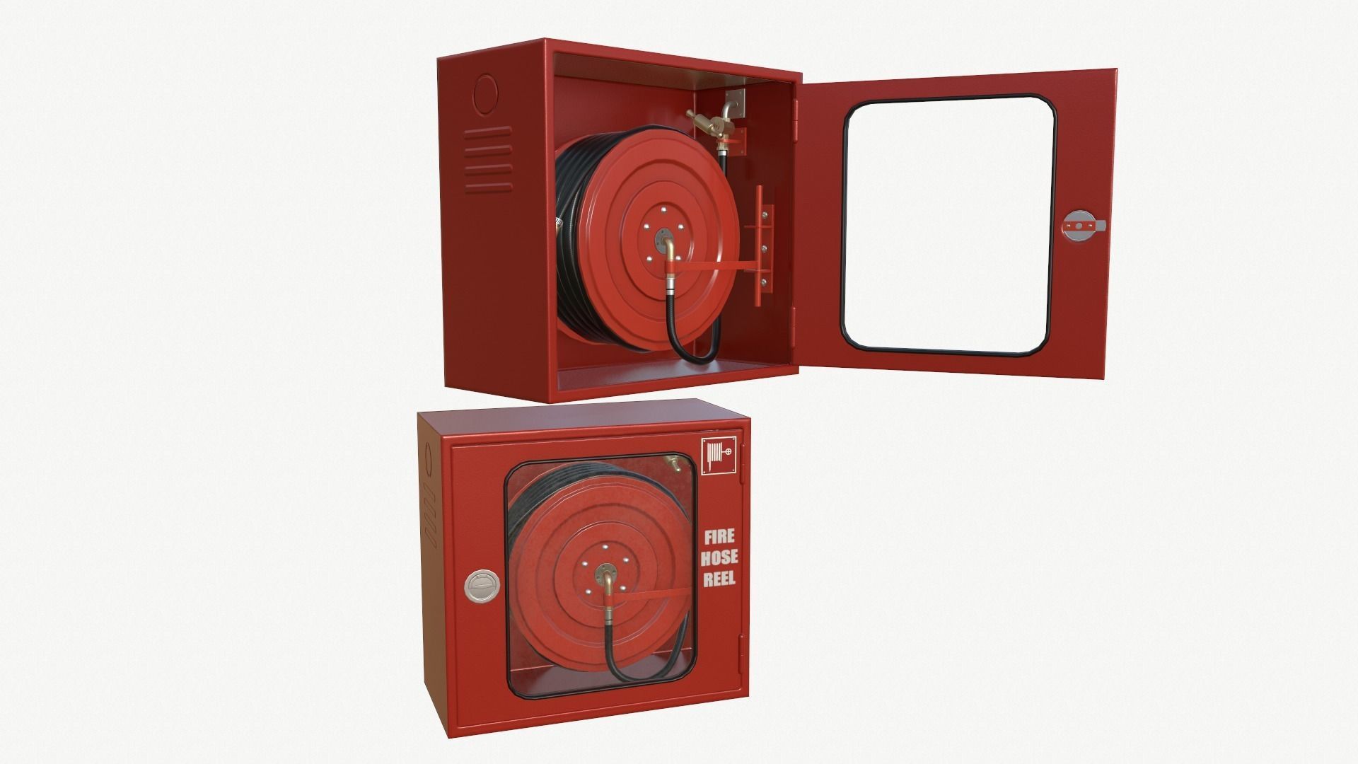 Fire hose reel glass box Low-poly 3D model_3