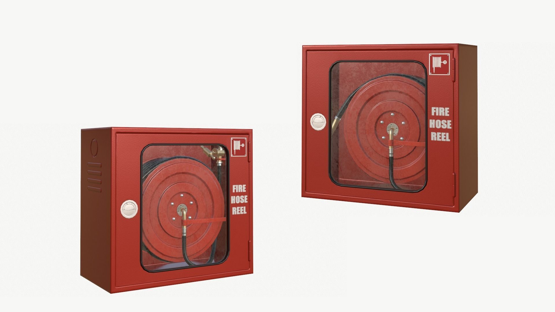 Fire hose reel glass box Low-poly 3D model_5