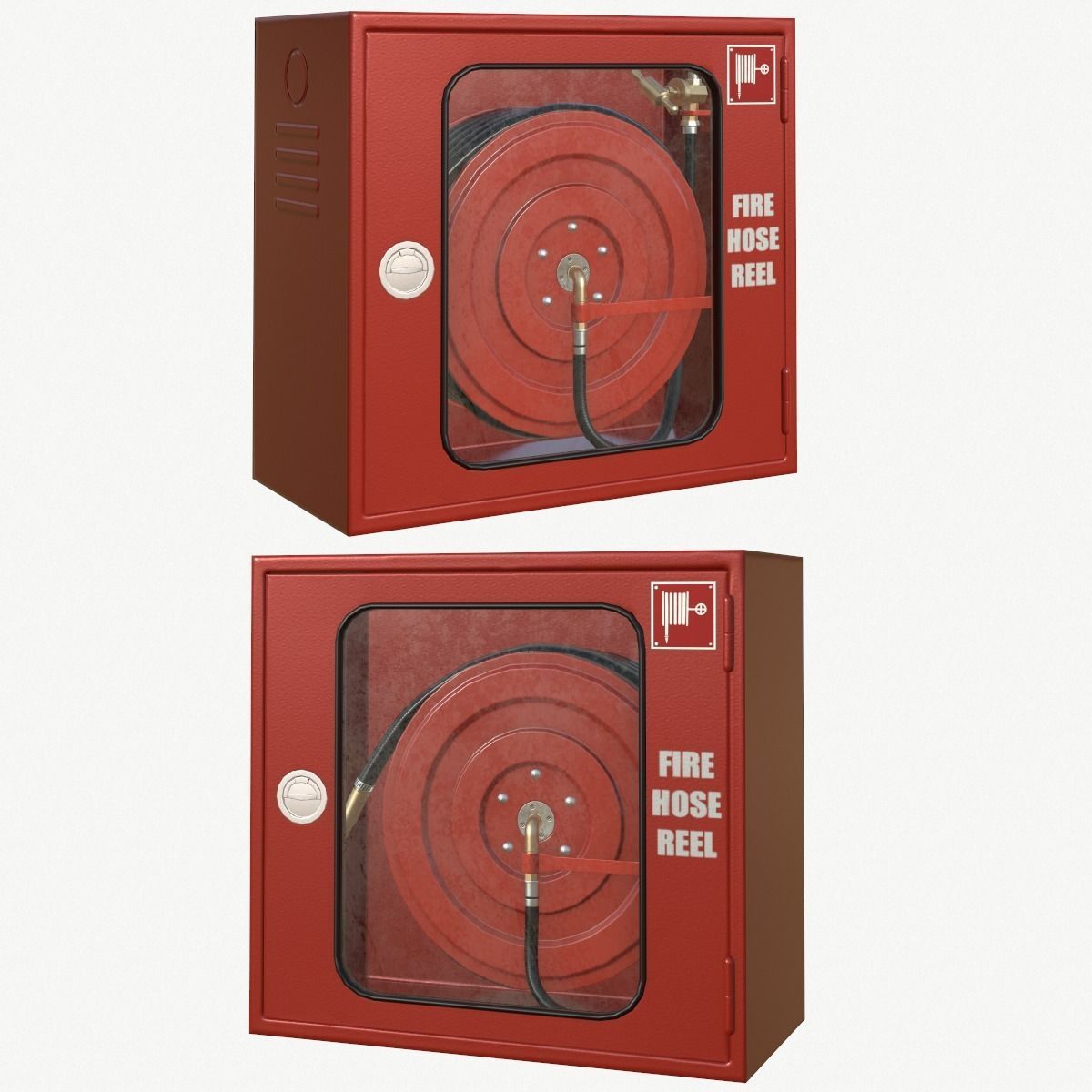 Fire hose reel glass box Low-poly 3D model_1