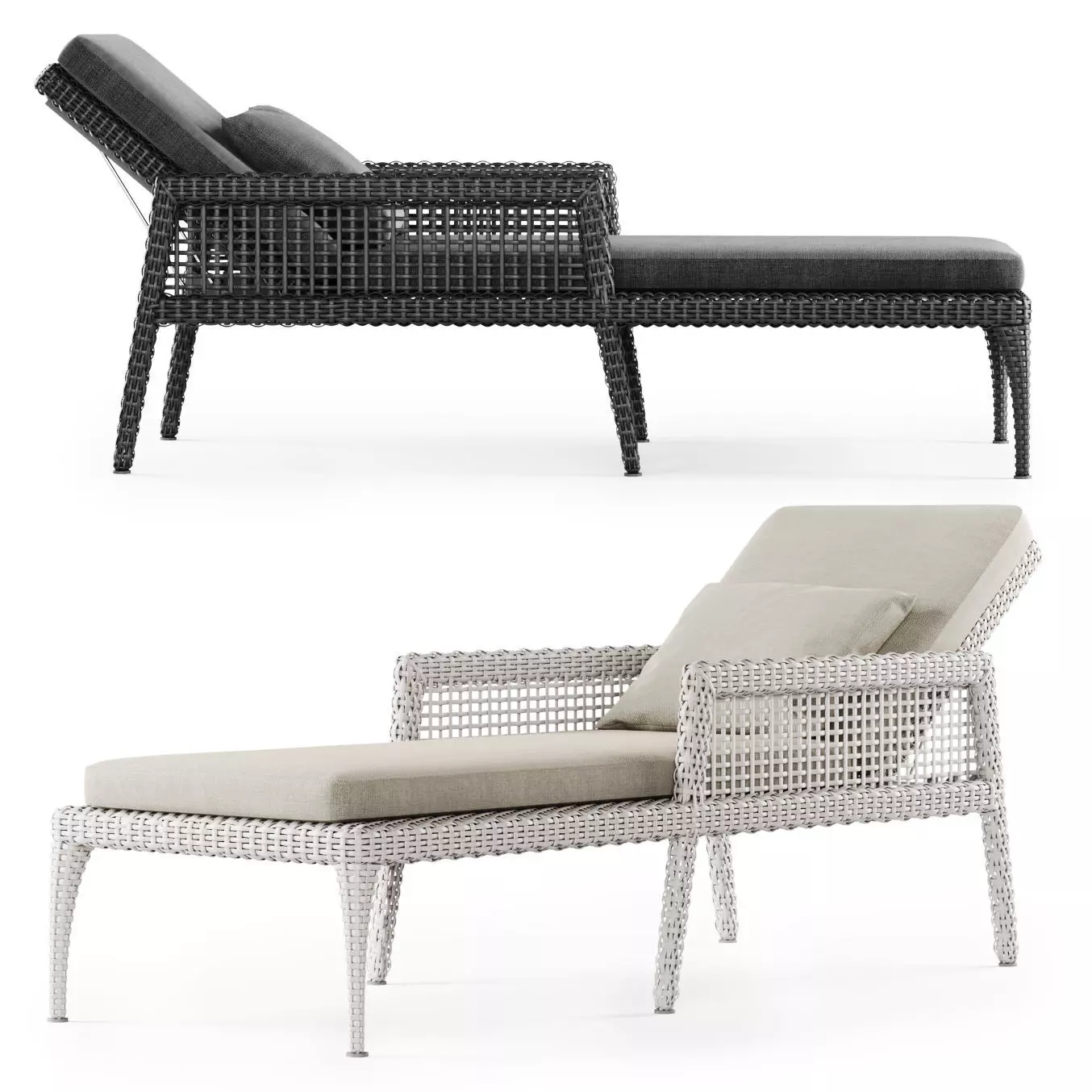 Rattan chaise lounge DR50 3D model